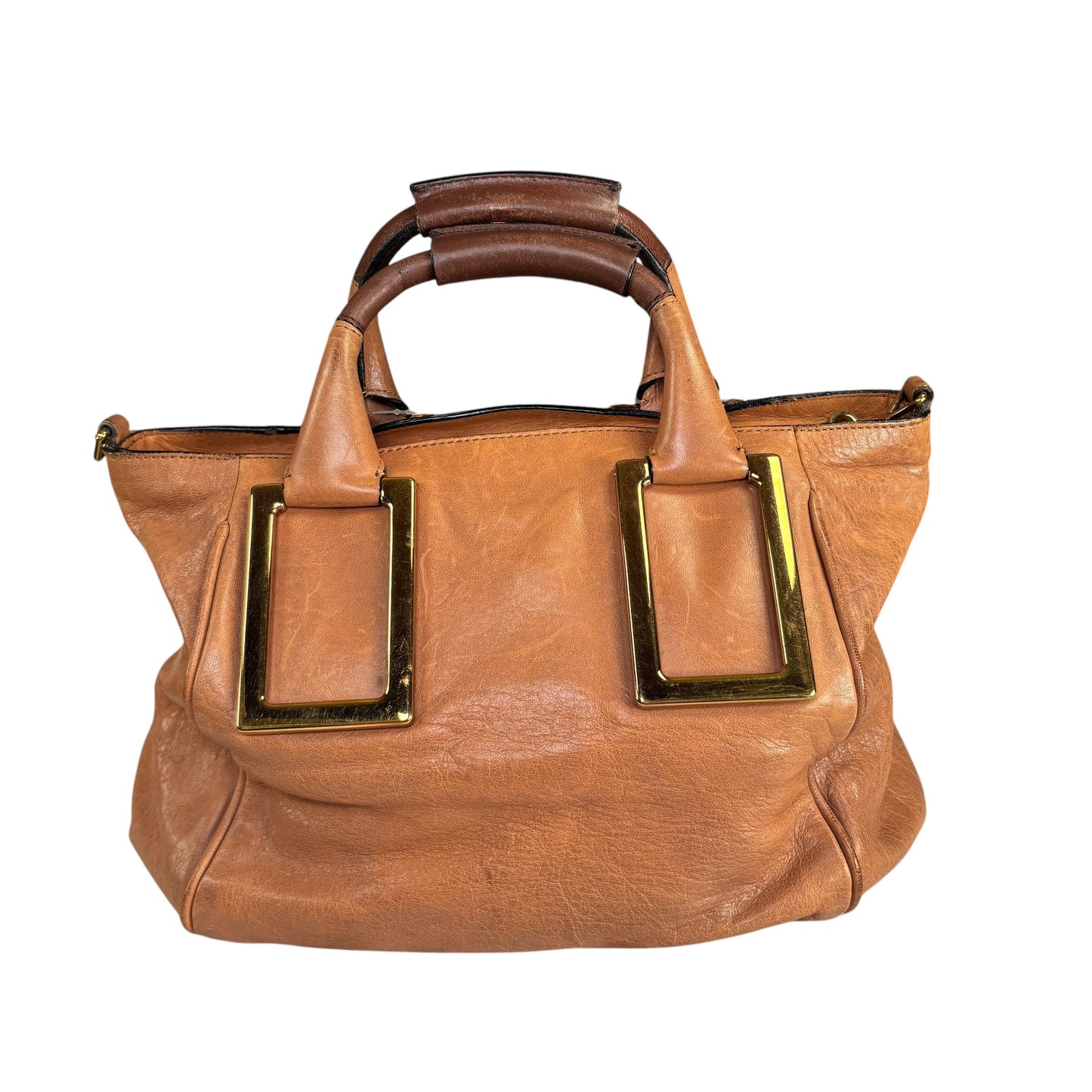 Chloe Ethel Medium Cognac Brown Leather Satchel
