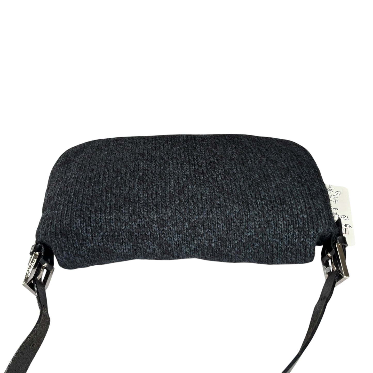 Fendi Baguette Classic Y2K Wool Cashmere Blue / Black SHW Knit Shoulder Purse