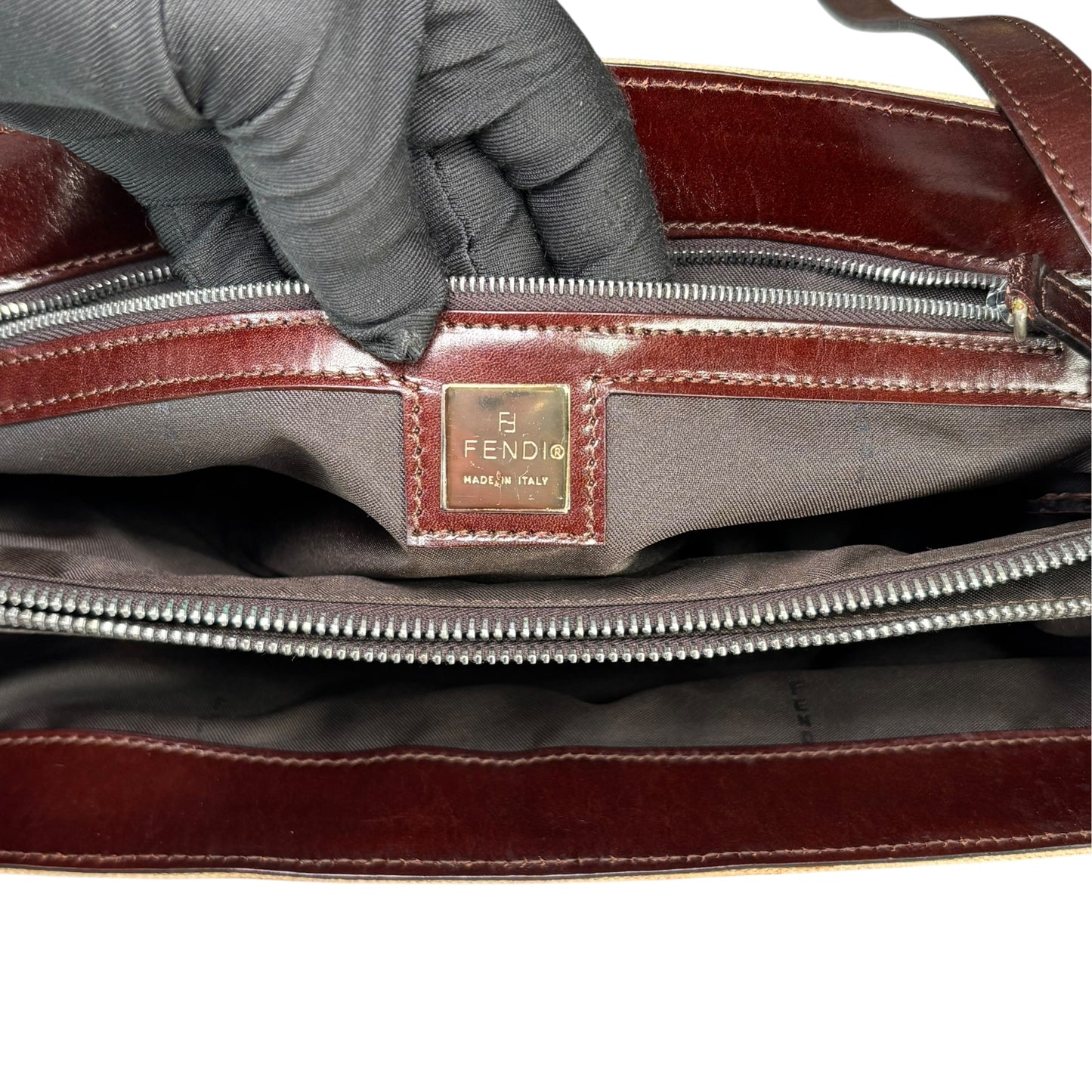 Fendi Y2K XL Baguette Eru Canvas Two-Tone Slim Leather Purse