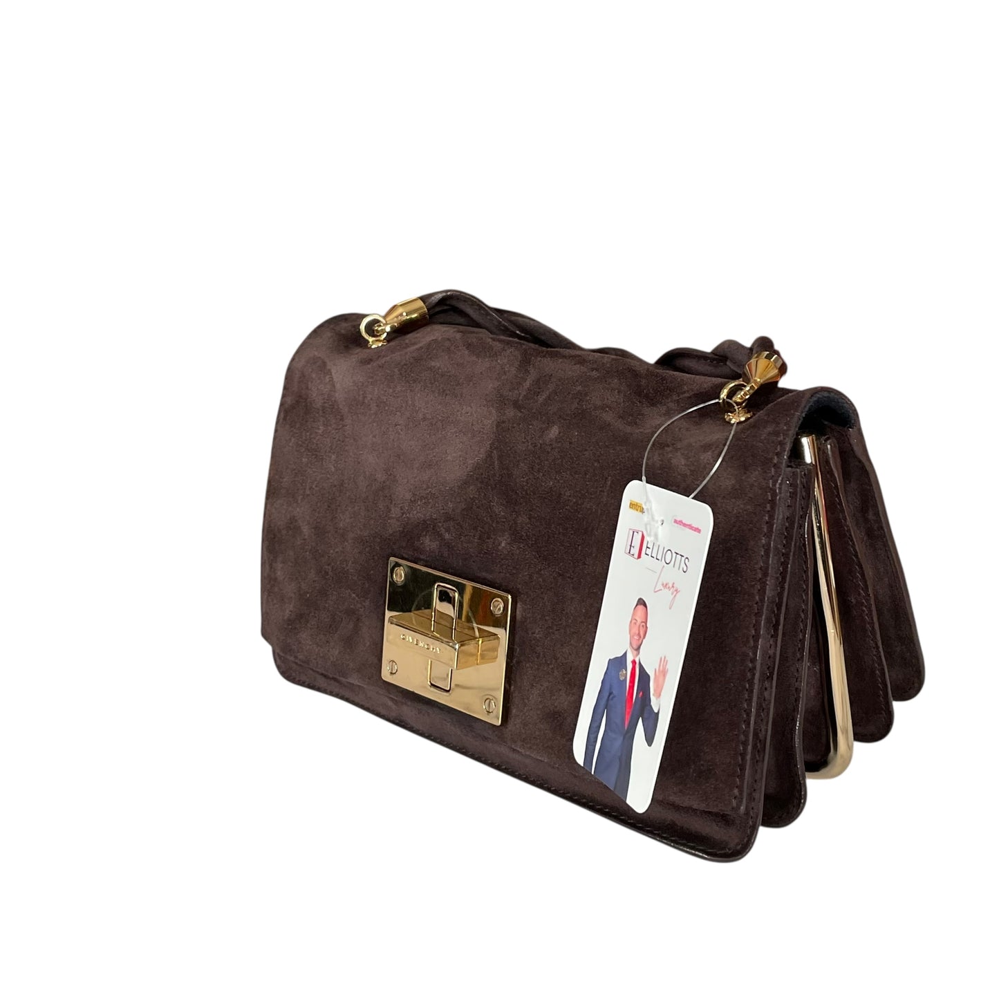 Givenchy Turn-Lock 4G Brown Suede GHW Woven Strap Clutch Handbag
