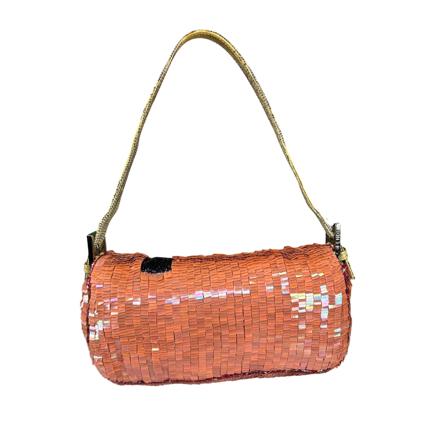 Fendi Y2K Baguette Coral Sequin Shoulder Purse