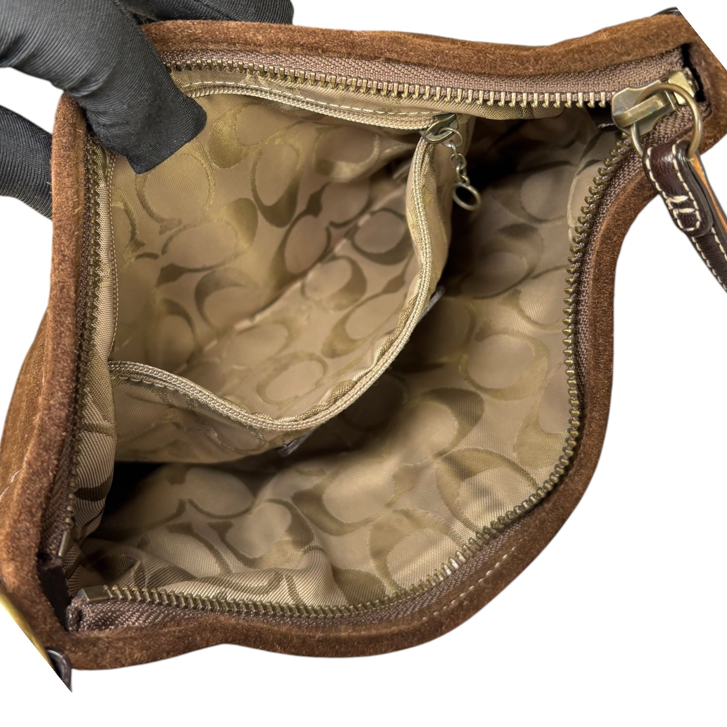 Coach Y2K Small Croissant Brown Suede Shoulder Purse