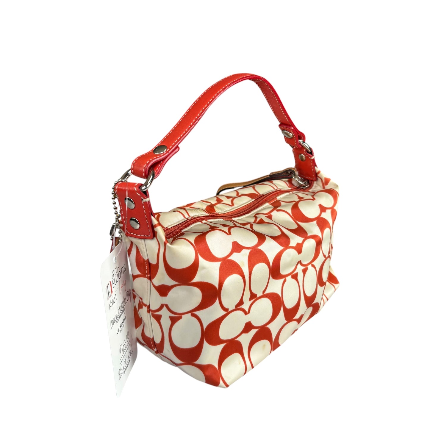Coach Mini Hampton Red Nylon Cosmetic Make-Up Shoulder Purse