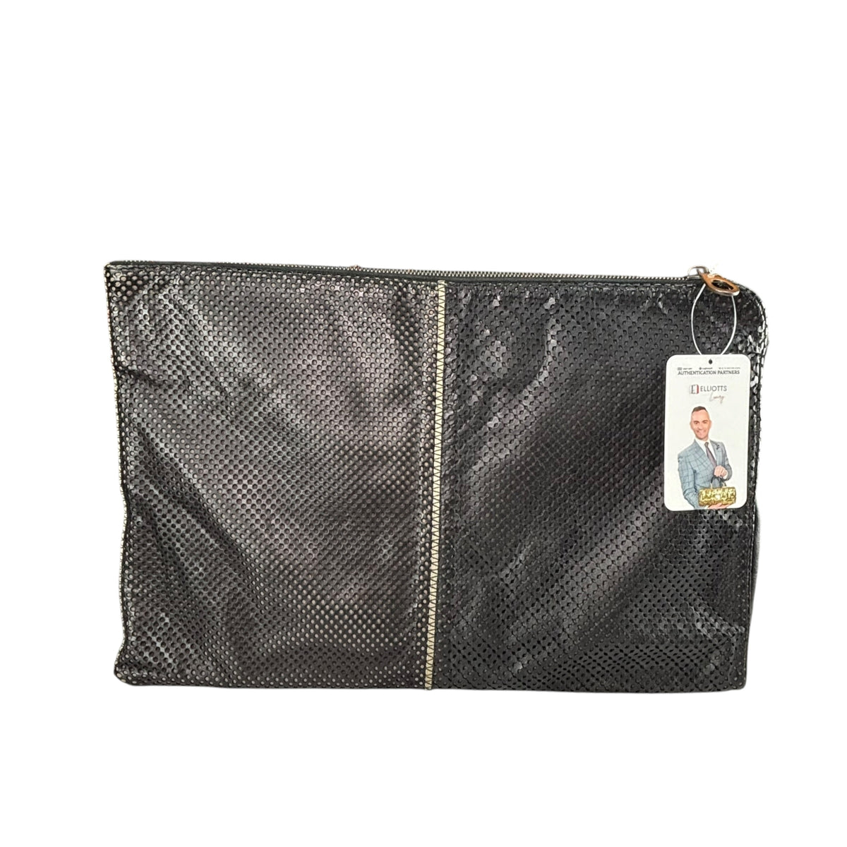 Bottega Veneta Black Perforated Leather Laptop Sleeve 15”