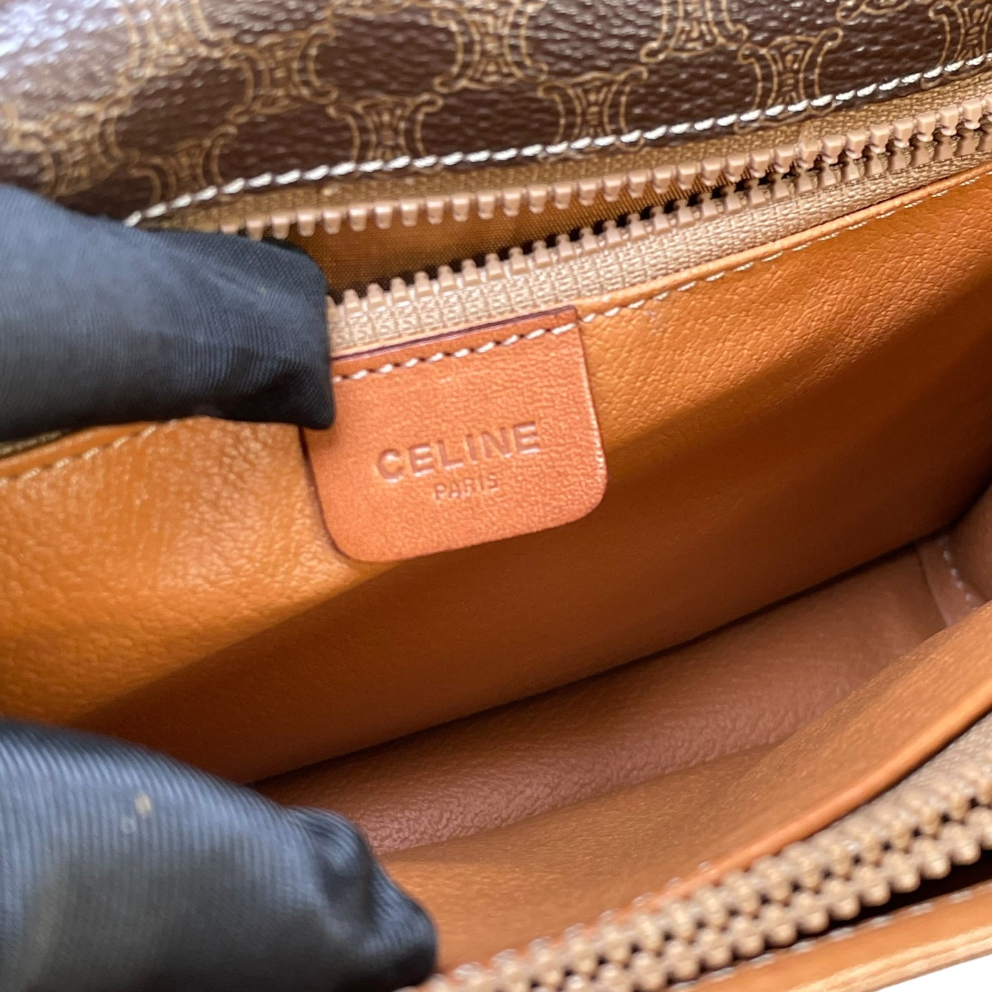 Celine Macadam Monogram GHW Canvas Brown Leather Clutch