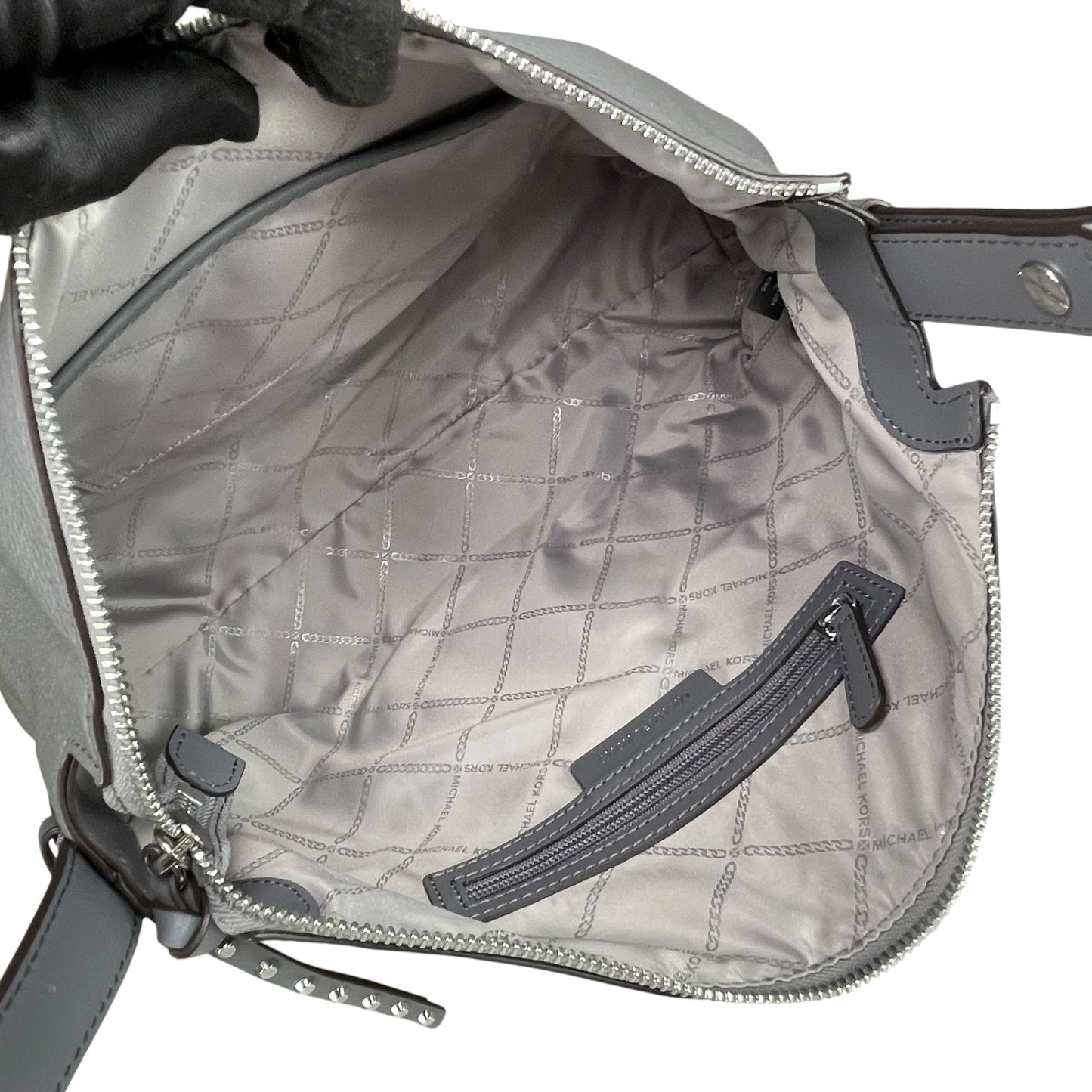 Michael Kors Shailene SHW Studded Grey Pebbled Leather Hobo Purse
