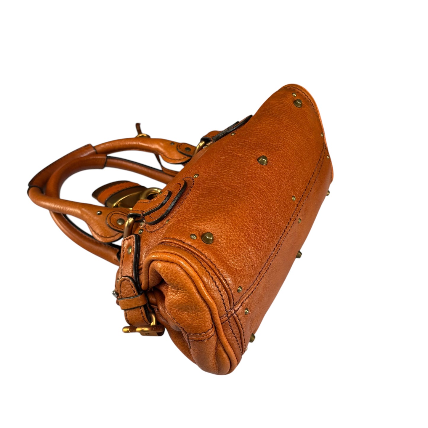 Chloe Mini Brown Leather GHW Paddington Lock Shoulder Purse