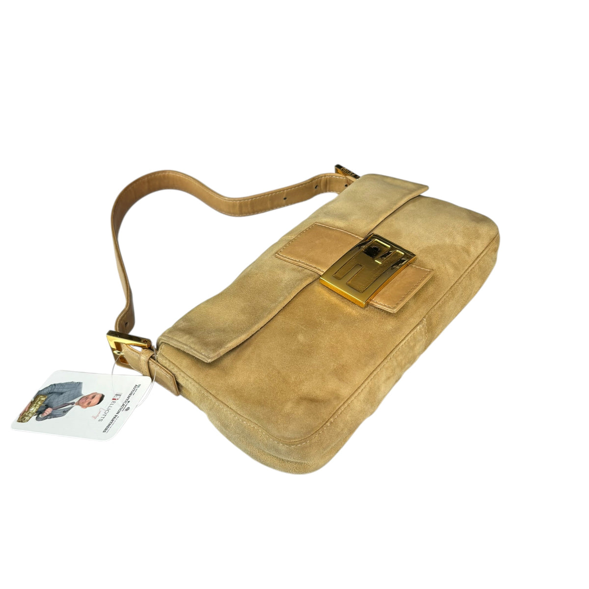 Fendi Y2K Baguette Suede Leather Gold / Gold Tan Shoulder Purse