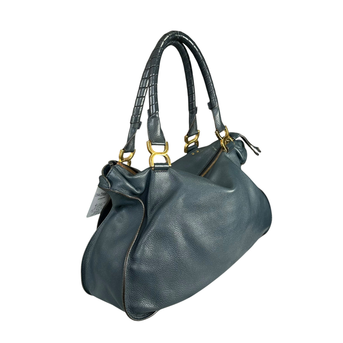 Chloe Marcie XL Navy Blue GHW eather Satchel