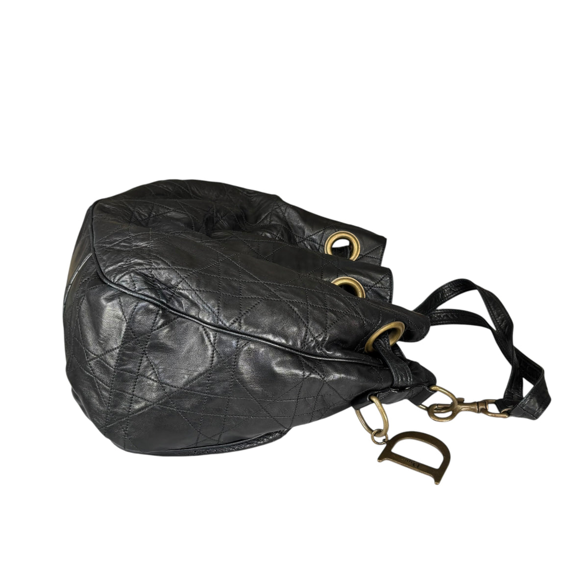 Christian Dior Lady Dior Cannage Lambskin XL Hobo Shoulder Purse