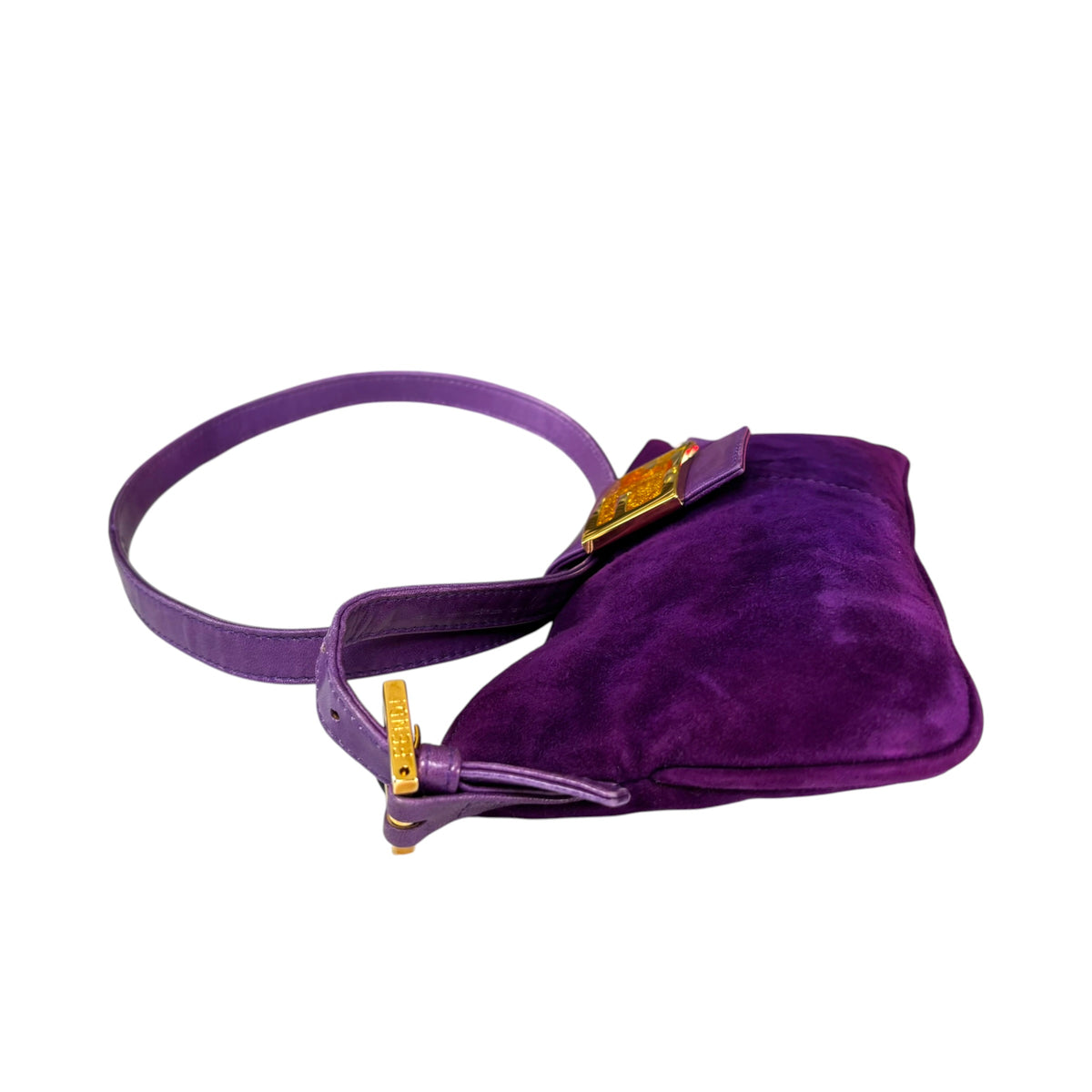 Fendi Y2K Baguette Slim Mama Purple Suede Shoulder Purse