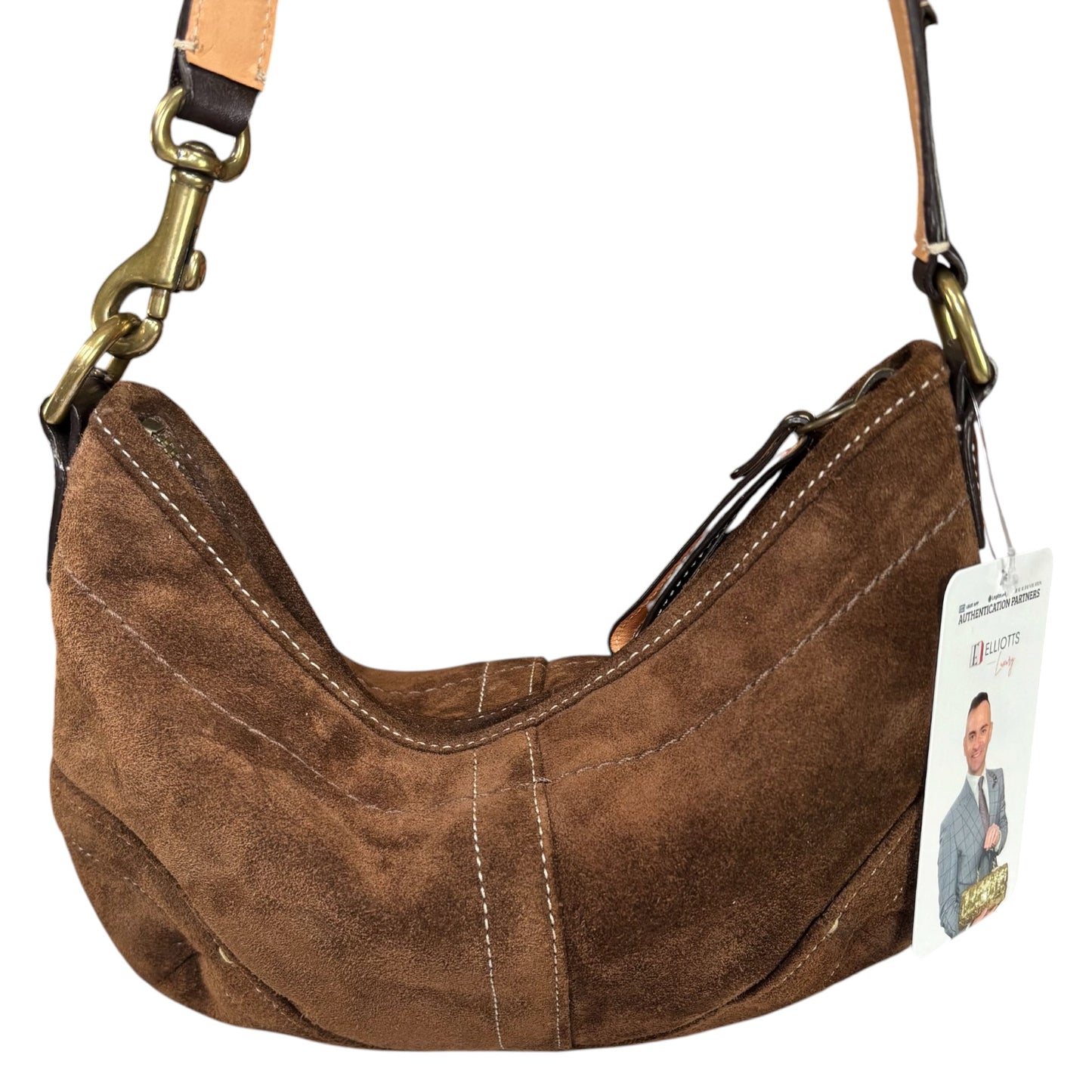 Coach Y2K Small Croissant Brown Suede Shoulder Purse