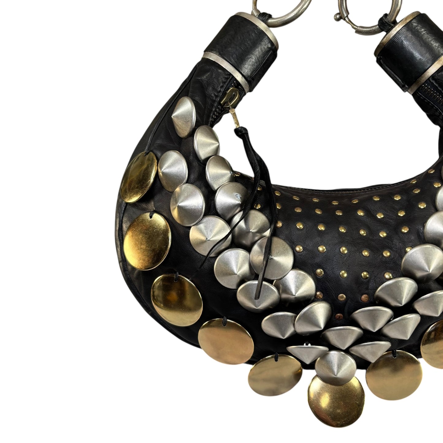 Chloe Y2K Aubrey Black Leather Med Hobo Stud Embellished Hobo