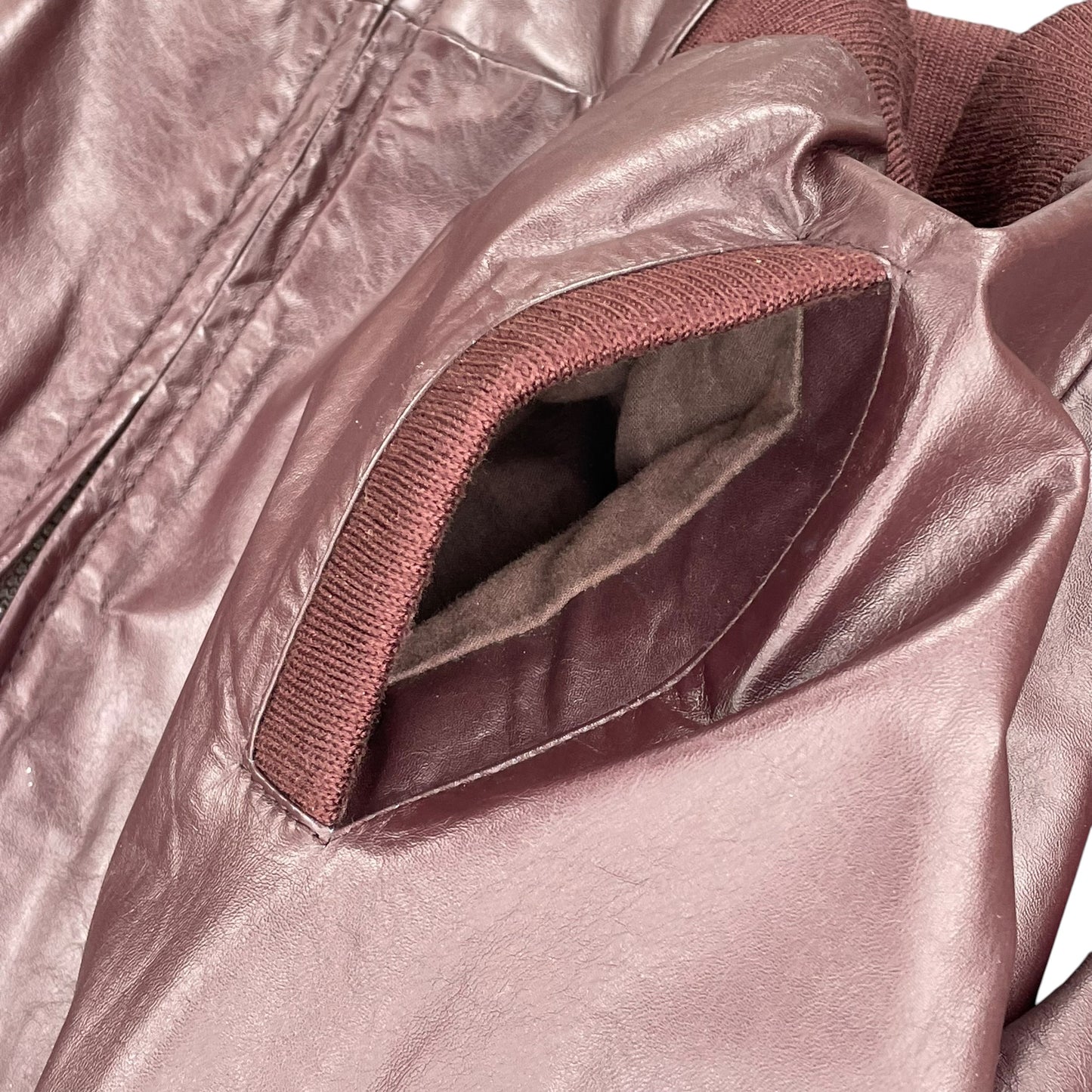 Members Only Y2K Leather Bomber Jacket Oxblood Burgundy 44 XL