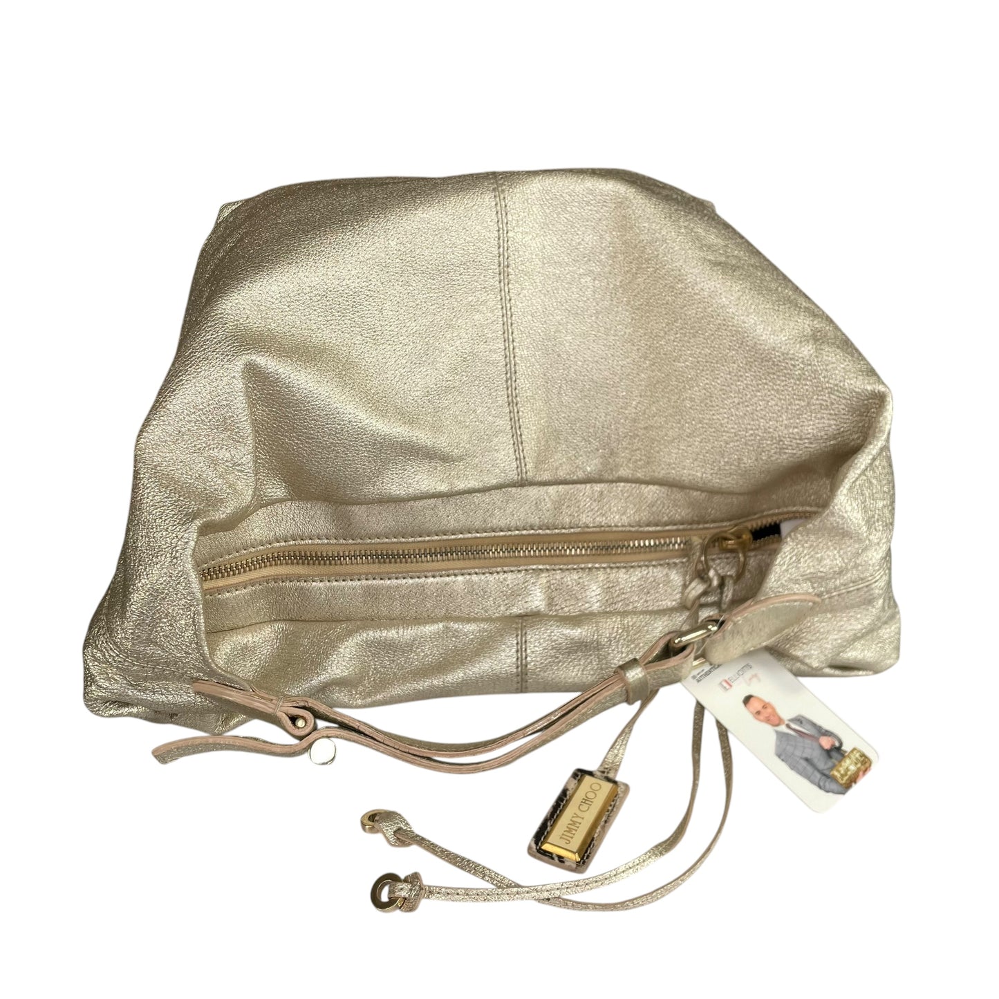 Jimmy Choo Y2K Metallic GHW Aged Golden Foil Leather XL Hobo