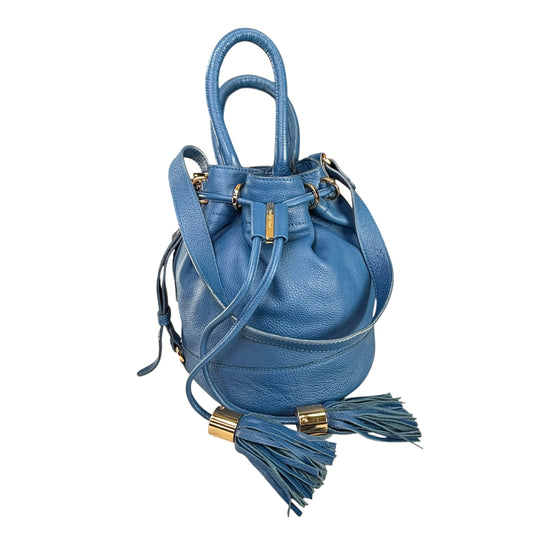 See By Chloe Blue 2-Way Leather GHW Drawstring Bucket Bag