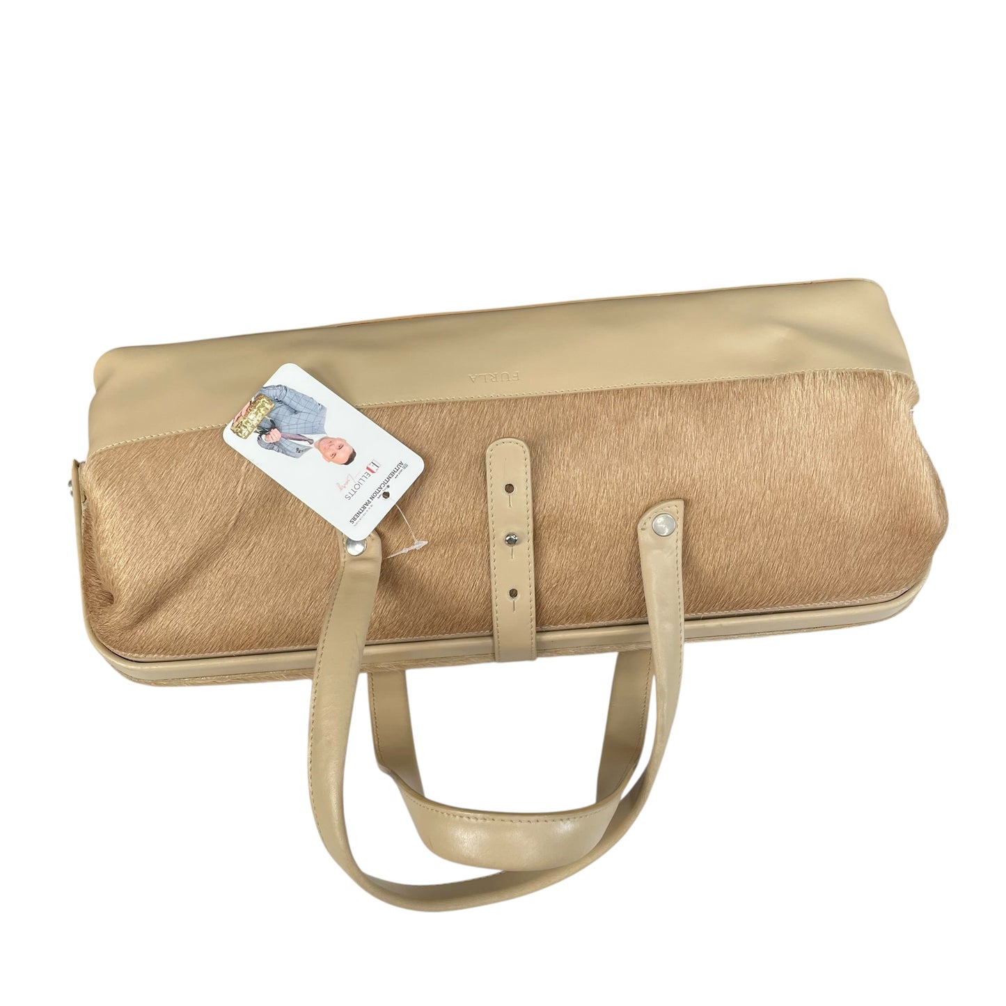 Furla Pony Hair Doctor Bag Tan Calf Hair Leather Satchel 17” Large Italy