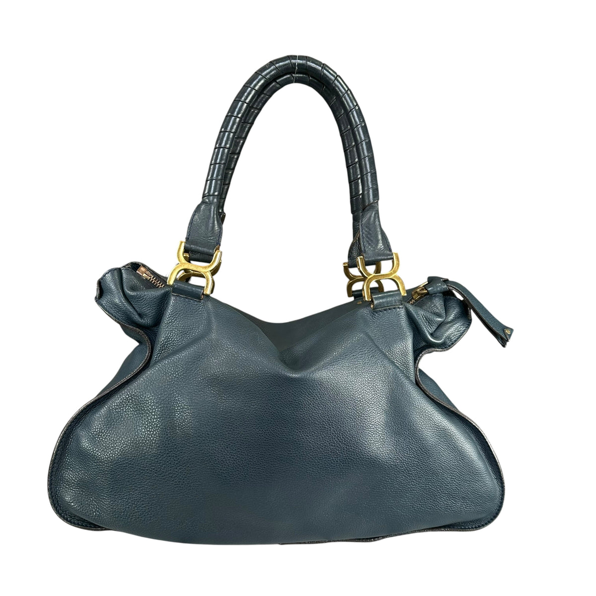 Chloe Marcie XL Navy Blue GHW eather Satchel