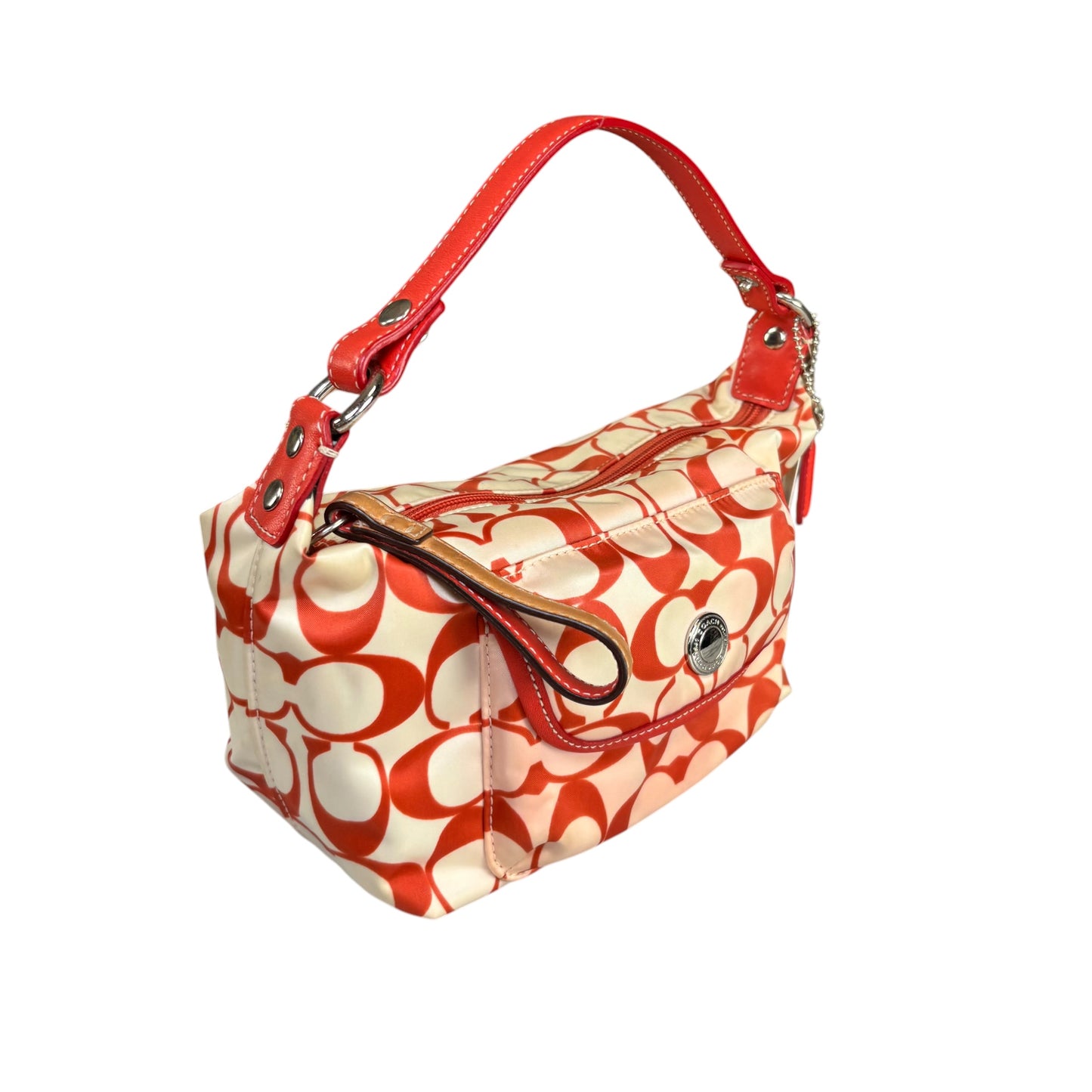 Coach Mini Hampton Red Nylon Cosmetic Make-Up Shoulder Purse