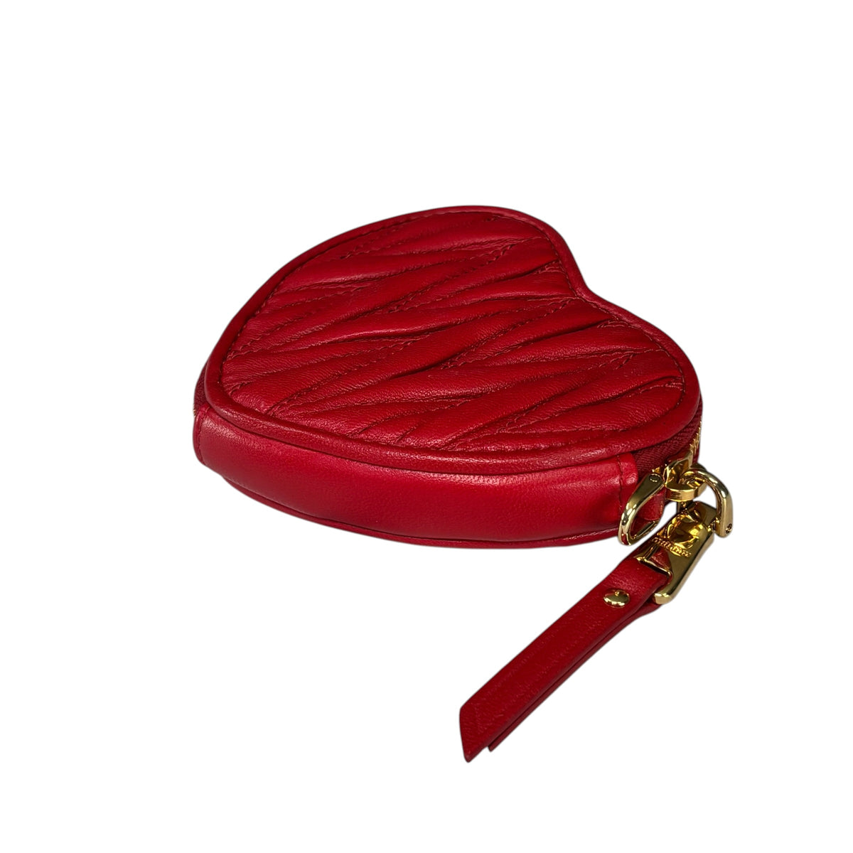 Miu Miu Matelasse Mini GHW Heart Red Leather Zippy Coin Pouch