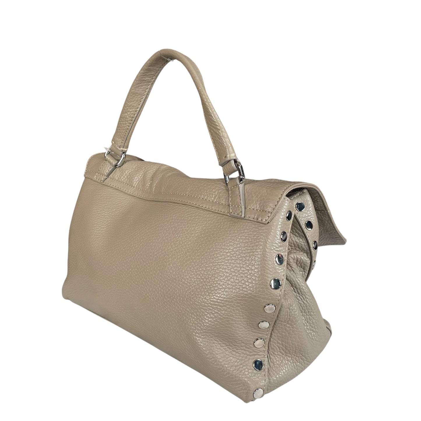 Zanellato Postina Taupe Daily Small Studded 2-Way SHW Top Leather Handle Purse