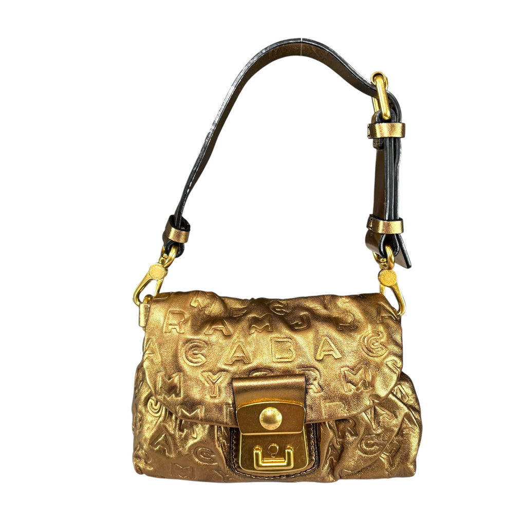 MARC JACOBS ハンドバッグ ゴールド Marc By Marc Jacobs Mini Golden Metallic Leather Embossed Purse