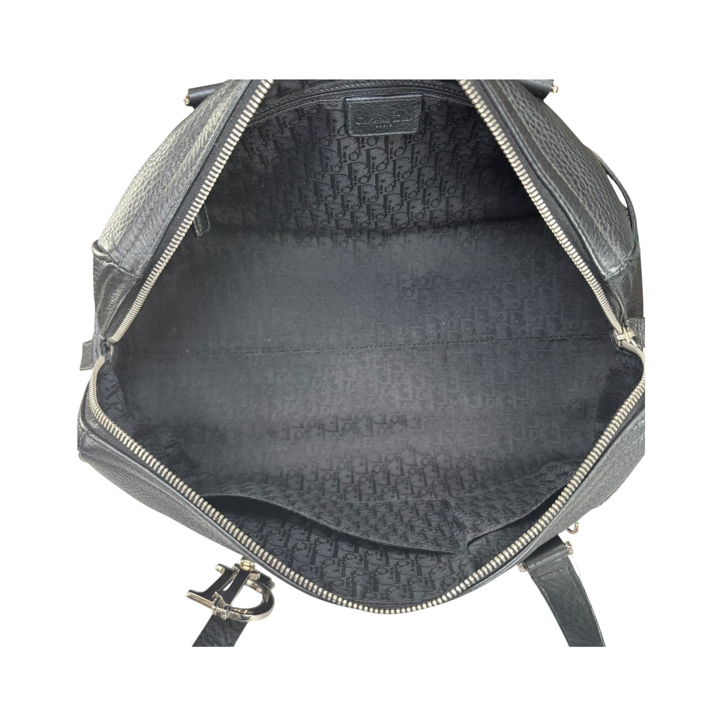 Christian Dior Y2K D Charm Boston SHW Black Leather Bag