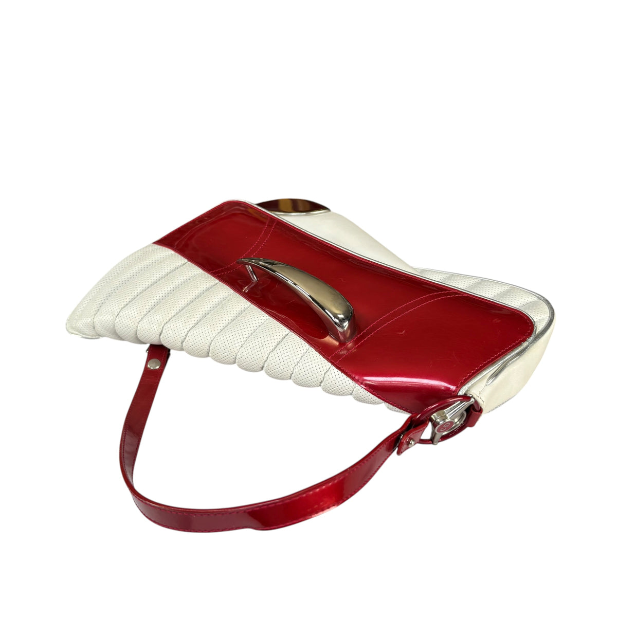 Christian Dior Cadillac Y2K Red Patent White Leather 2-Way Purse