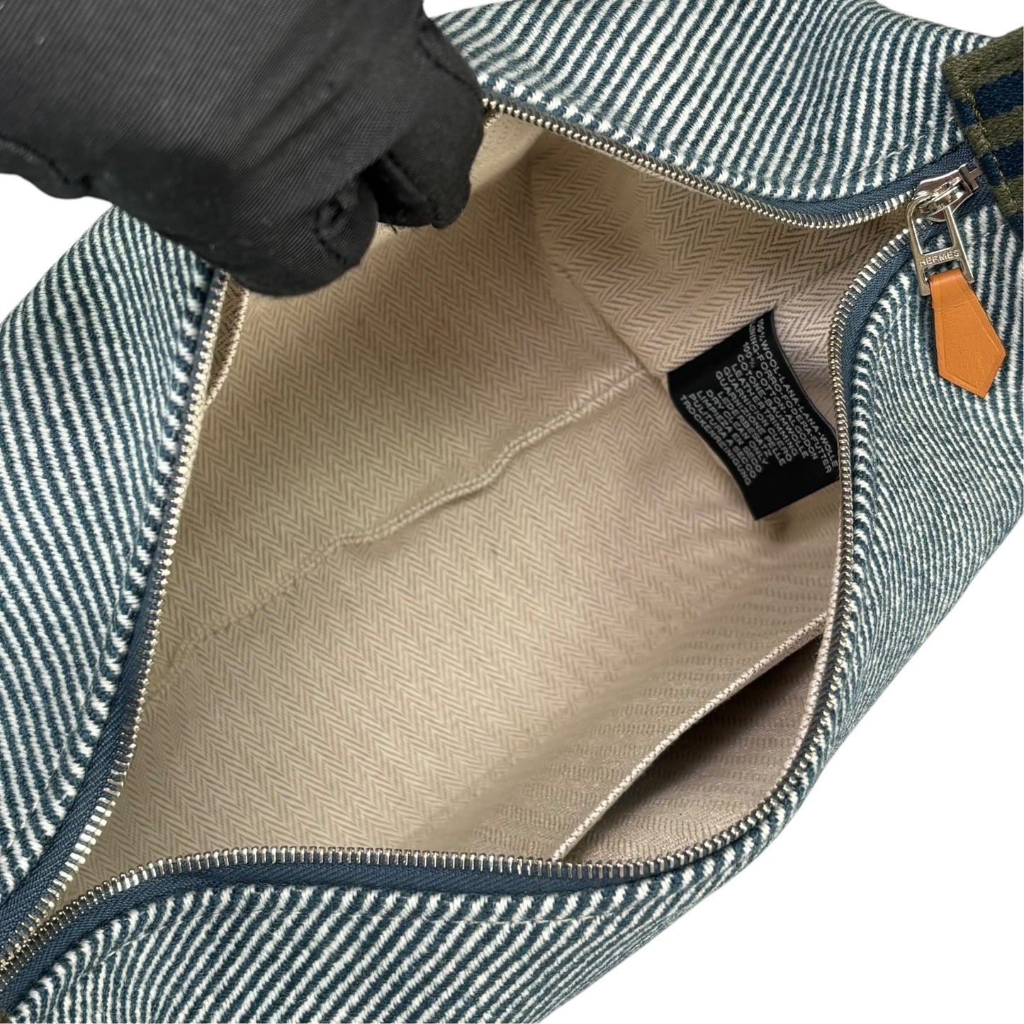 Hermes Bride-A-Brac Au Carre Case Navy / Green Wool