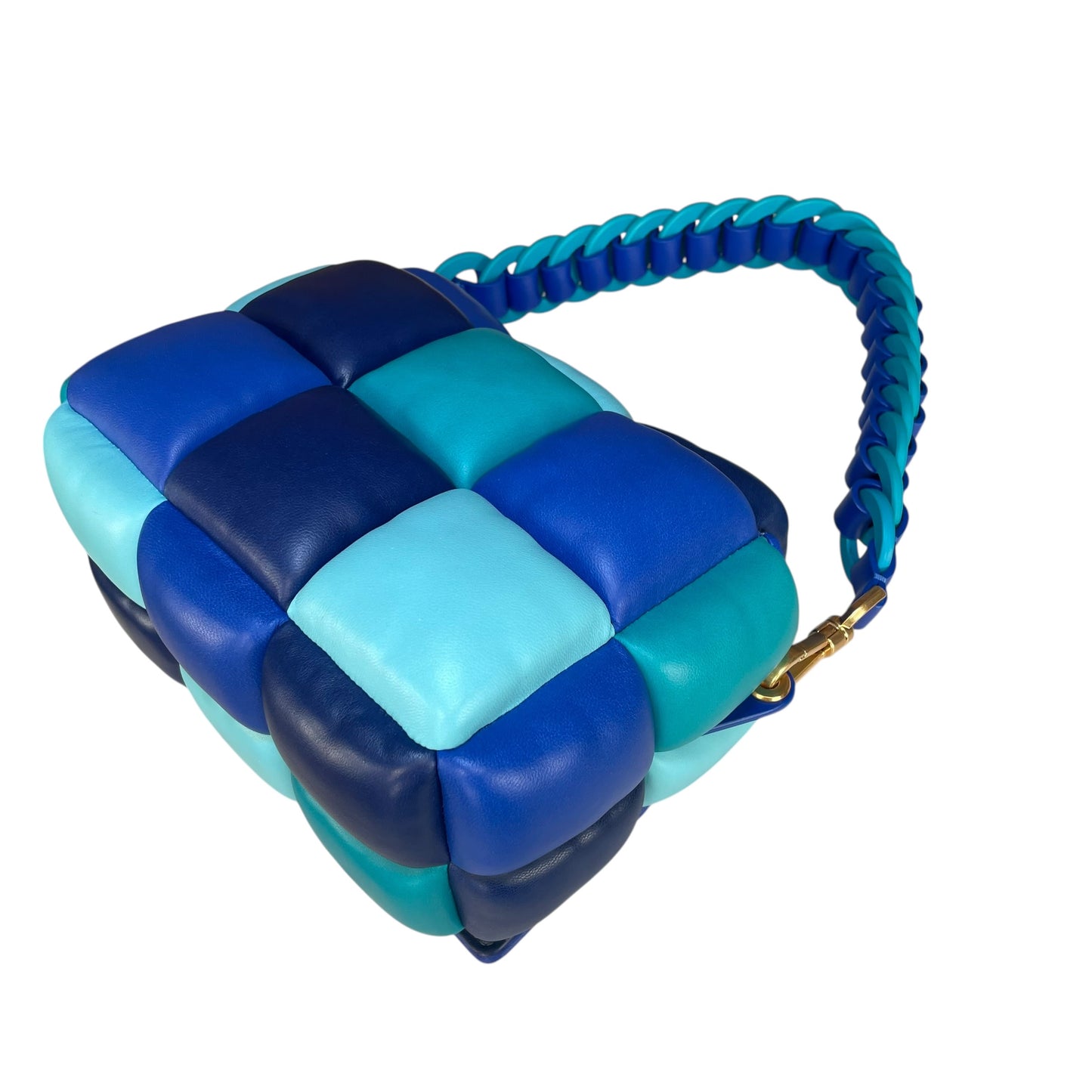 Kate Spade Boxxy 3D Puffer Leather Bag Blue Multi Color 2-Way Purse