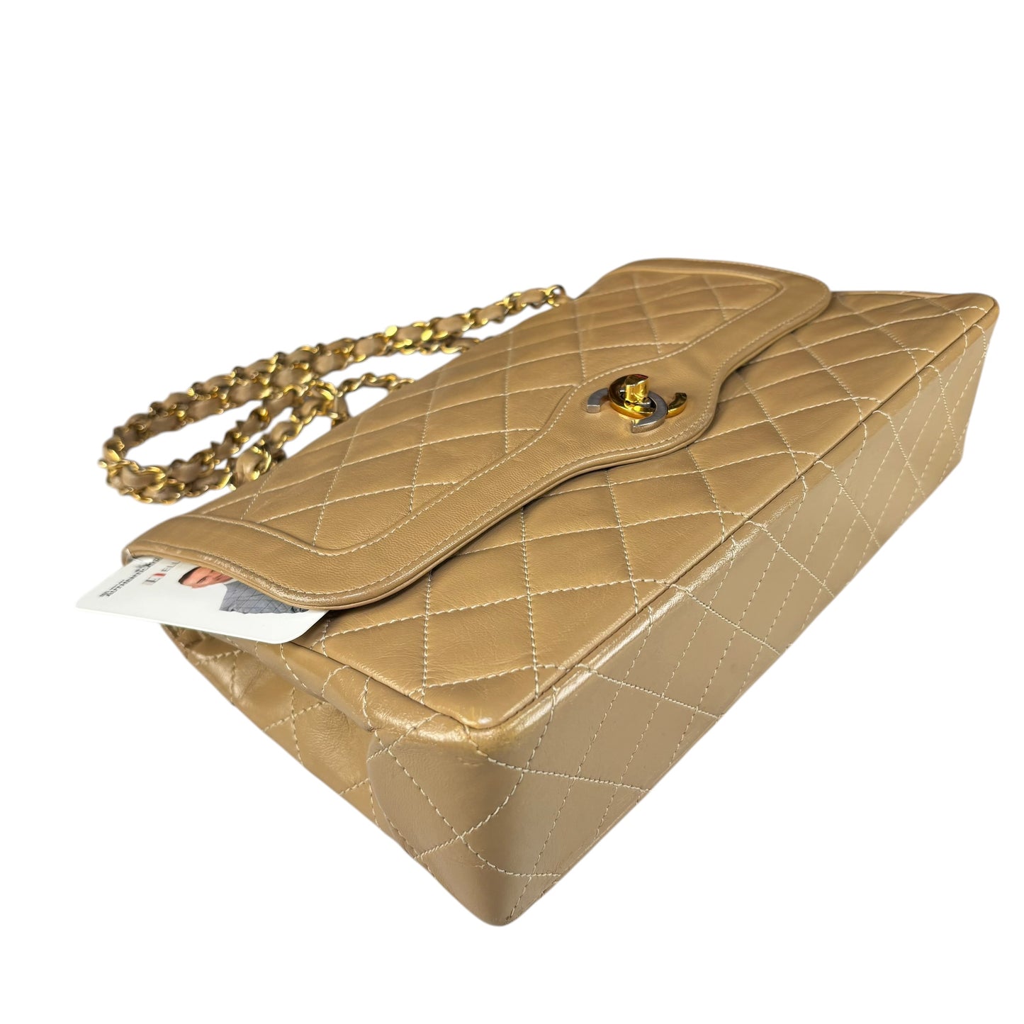 Chanel Paris Limited Beige Double Flap Quilted Lambskin Shoulder Purse