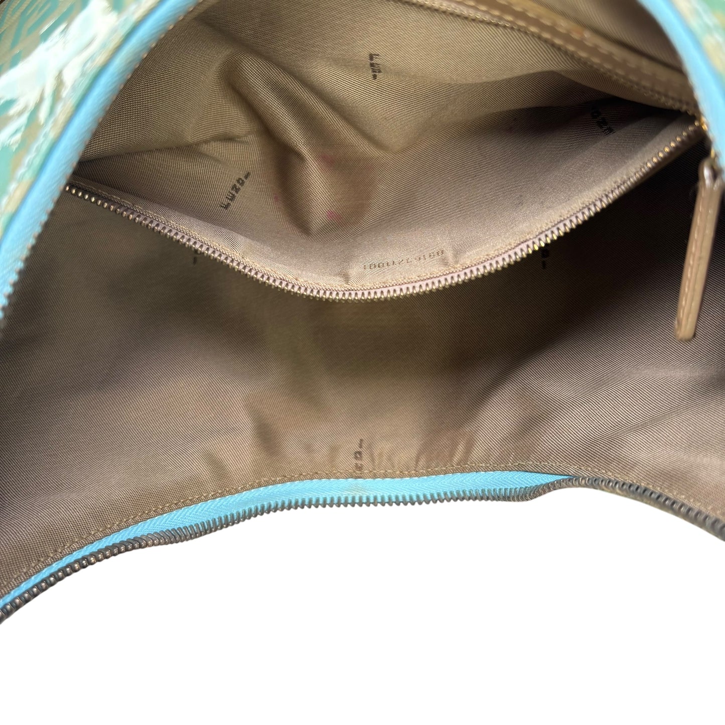 Fendi Y2K Baguette Crescent Mint Green Zucchino Coated Canvas Leather Purse