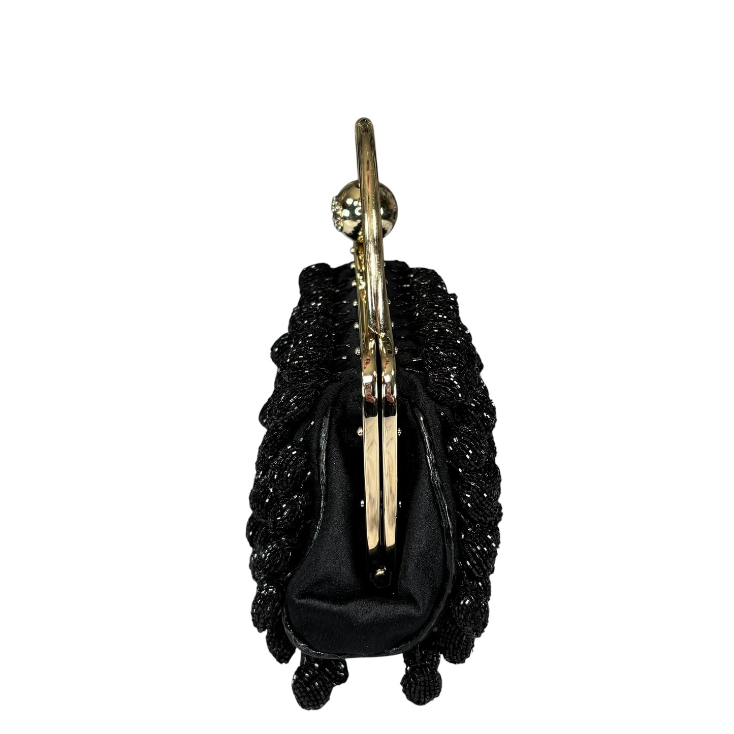 Gucci GG Y2K Mini GHW Black Satin Crystal Ball Kiss-Lock Beaded Clutch