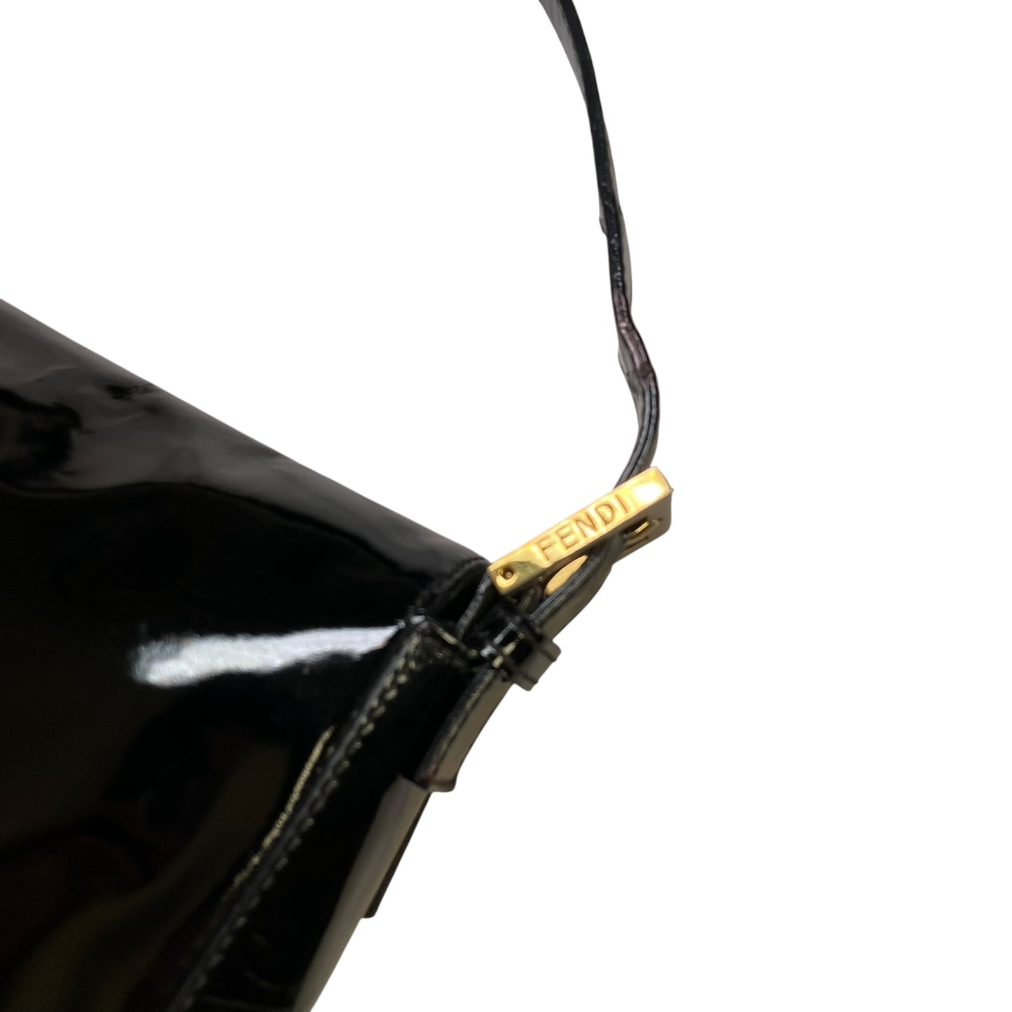 Fendi Baguette Black Patent Leather Two Tone HW Shoulder Purse