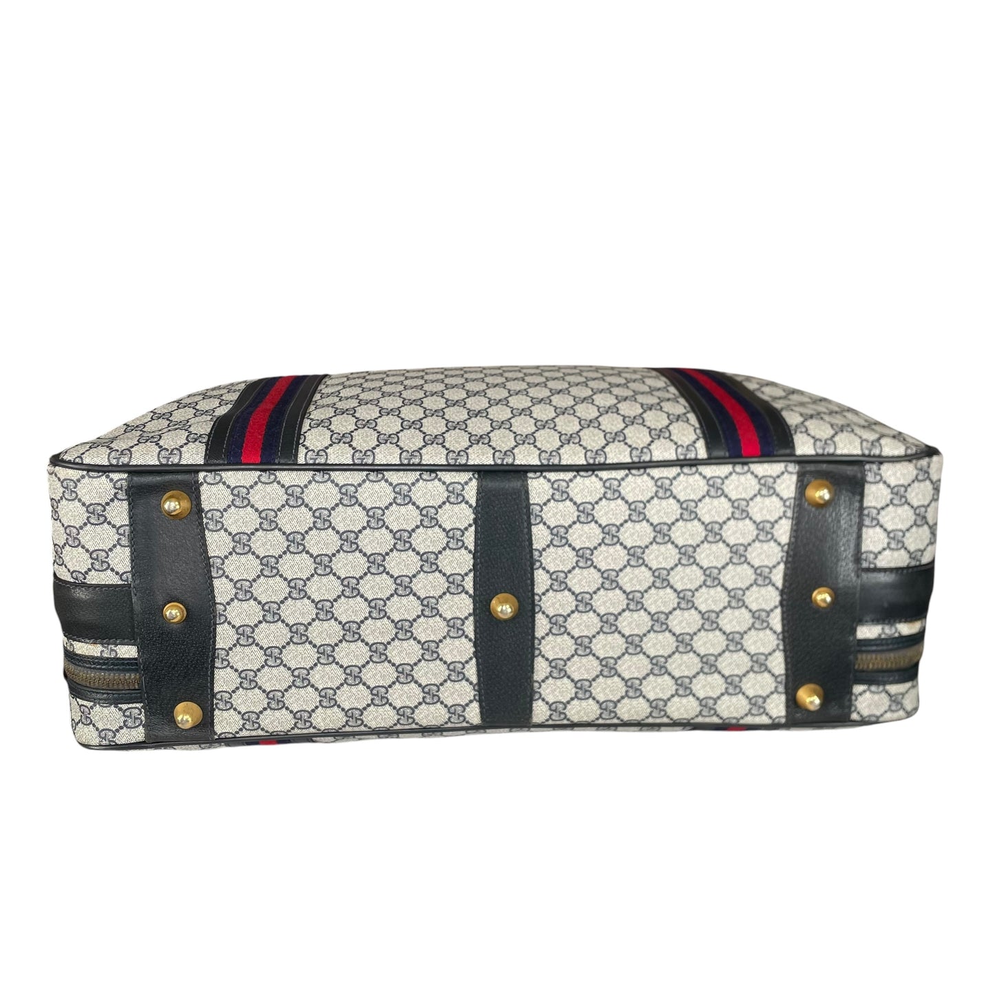 Gucci GG Supreme Navy Canvas Leather Medium Luggage Travel Case
