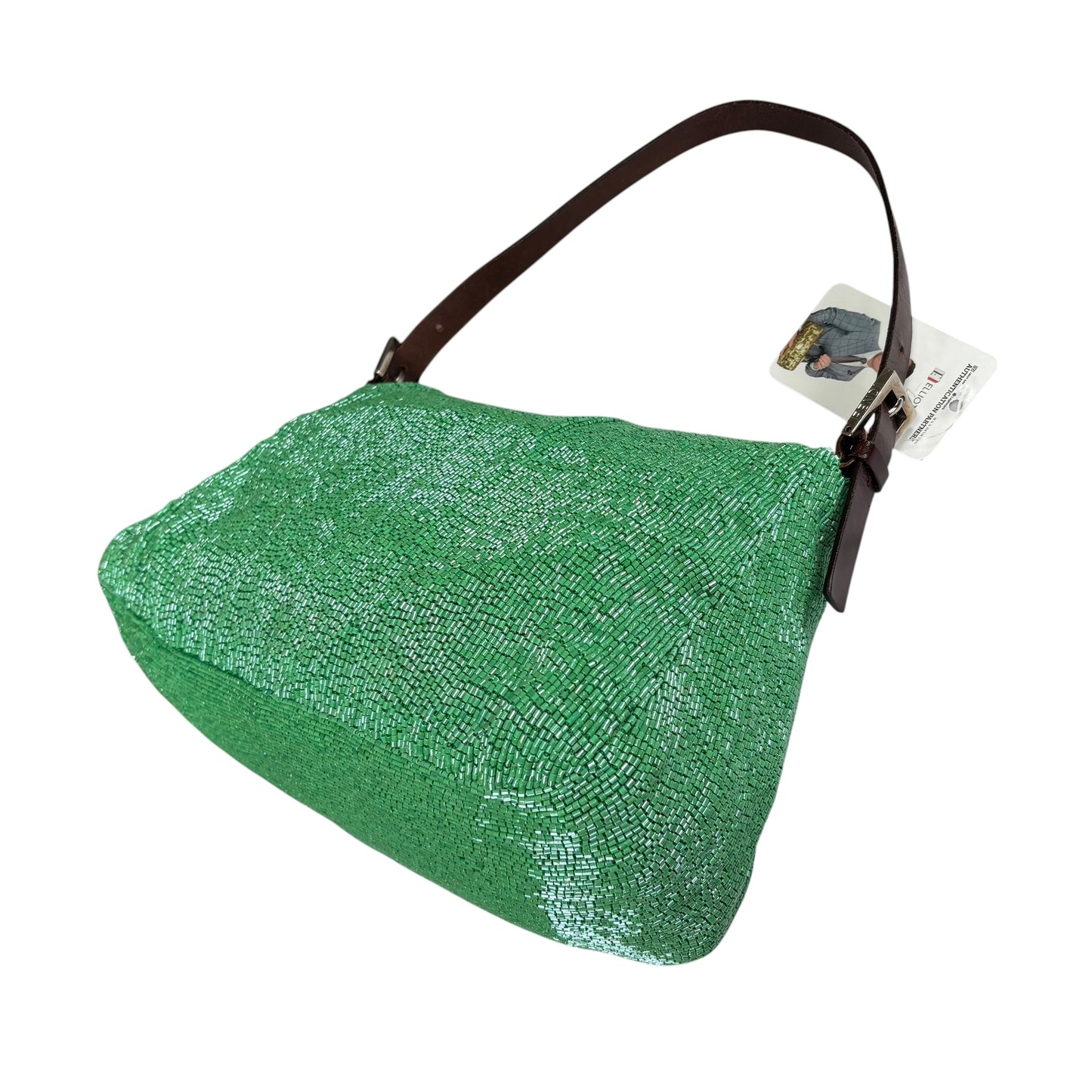Fendi Y2K Mama Baguette Large Mint Beaded Shoulder Purse