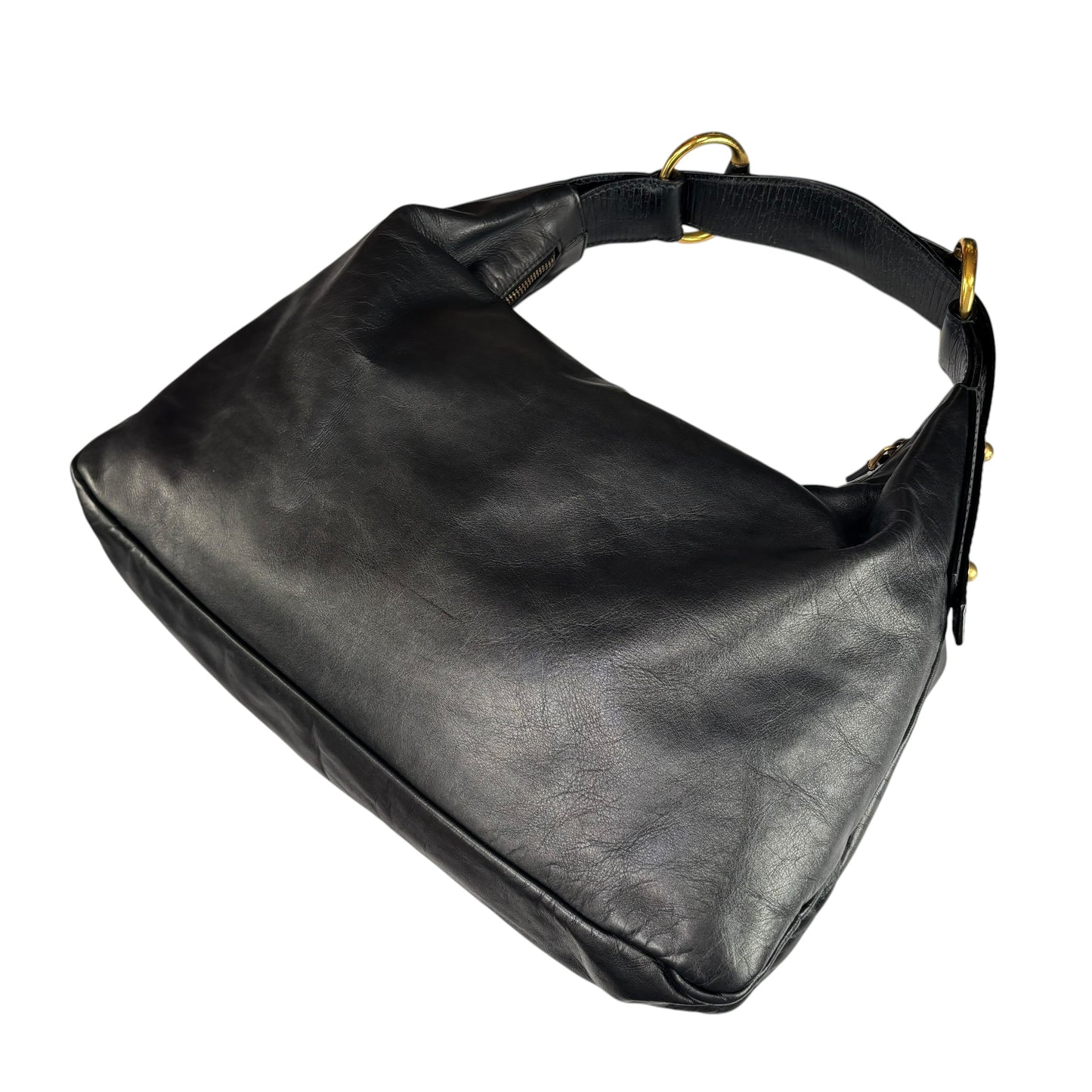 Gucci Y2K Horsebit GHW Black Leather Shoulder Hobo Purse
