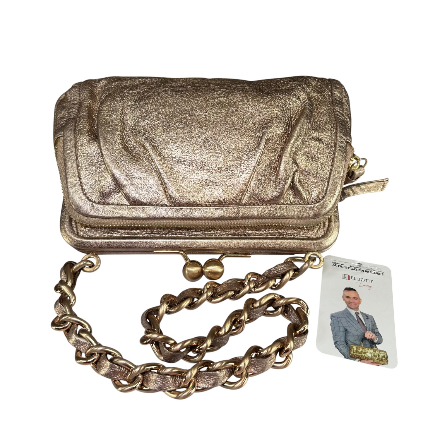 Coach Y2K Parker Rose Gold Metallic Leather Kiss-Lock Shoulder Purse