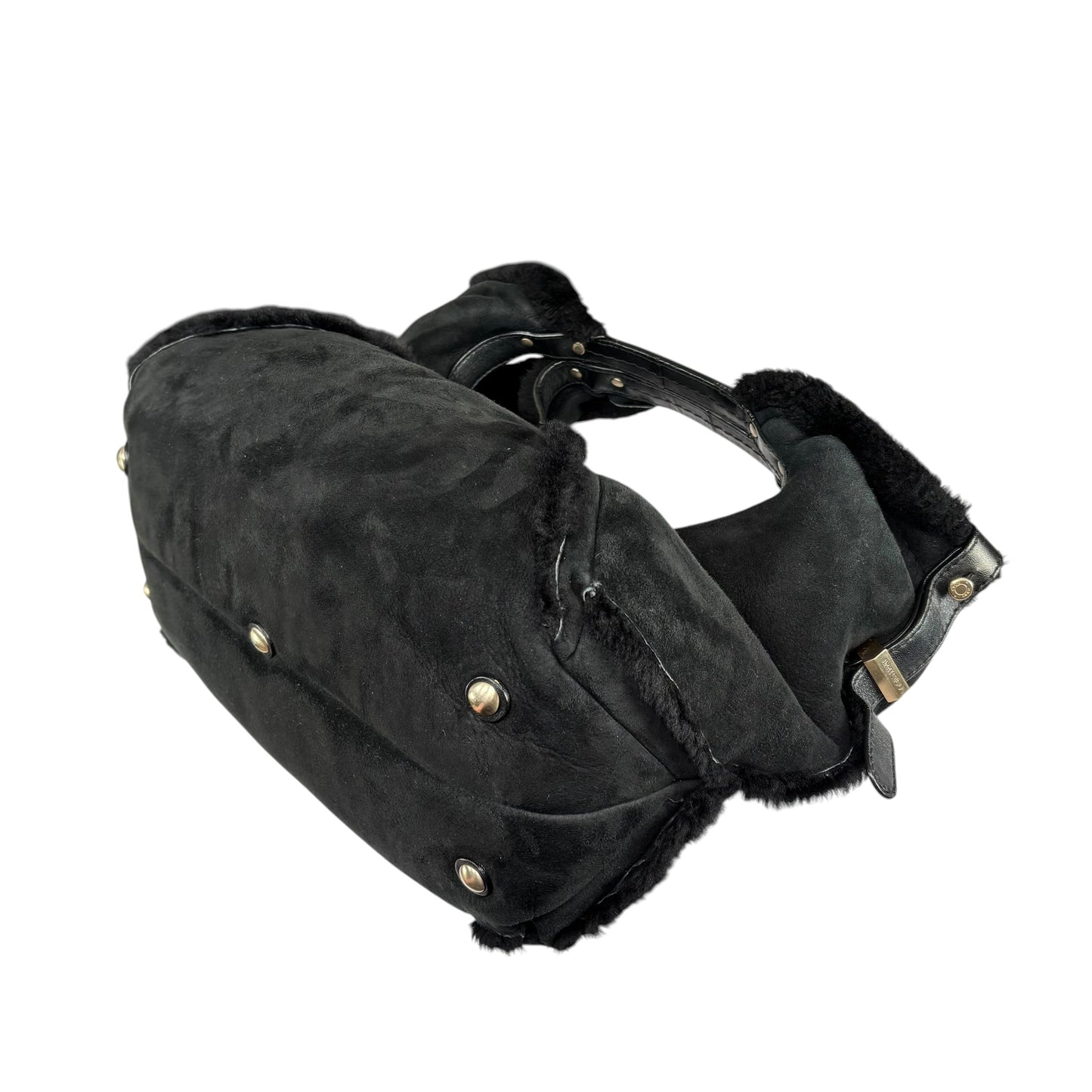 Jimmy Choo Black Shearling GHW  Large Shoulder Hobo