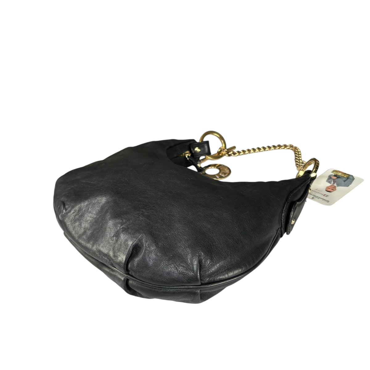 Fendi Mini Chef GHW Crescent Black Leather Chain Shoulder Purse