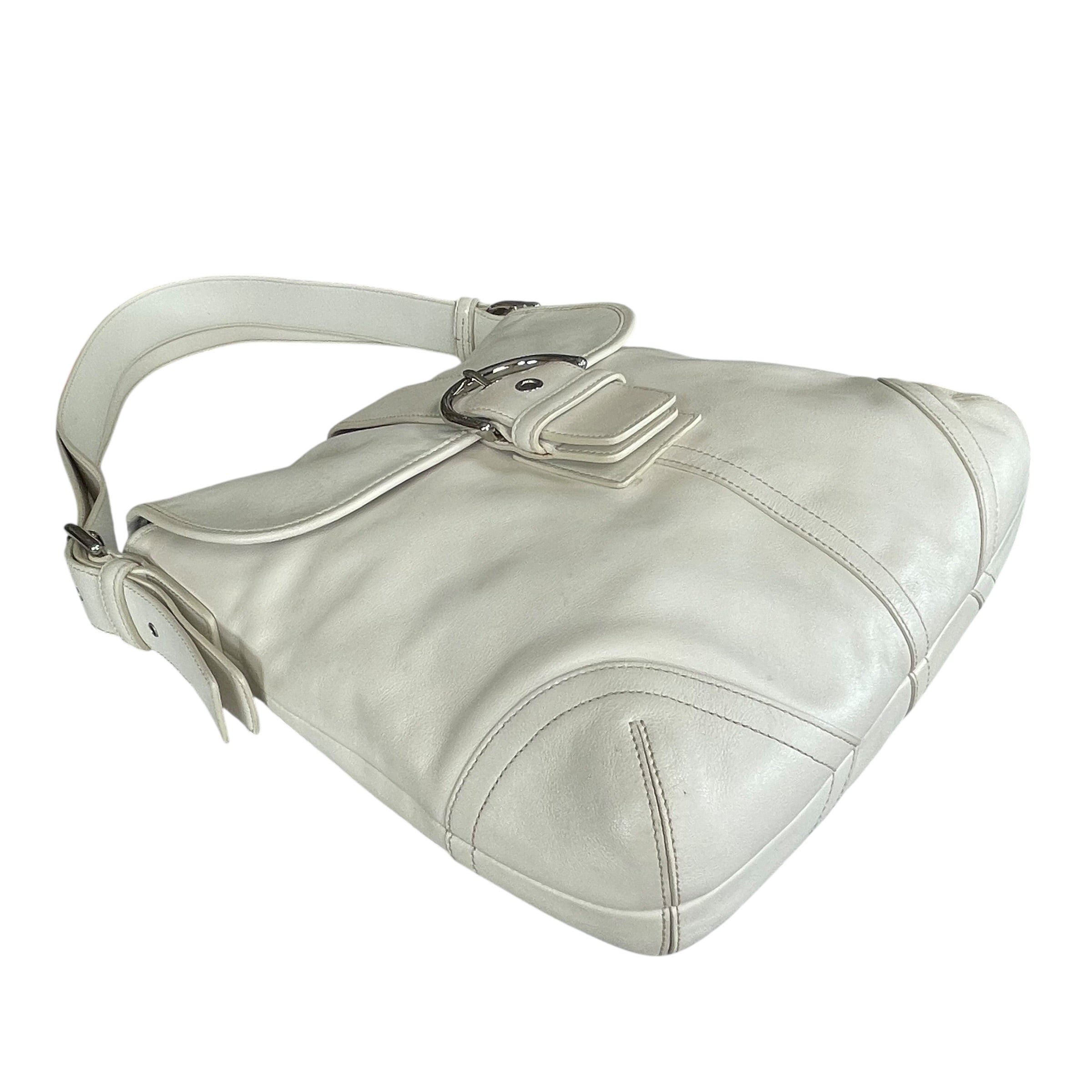 Coach Soho Legacy Leather Off White Buckle Crossbody Y2K 2-Way
