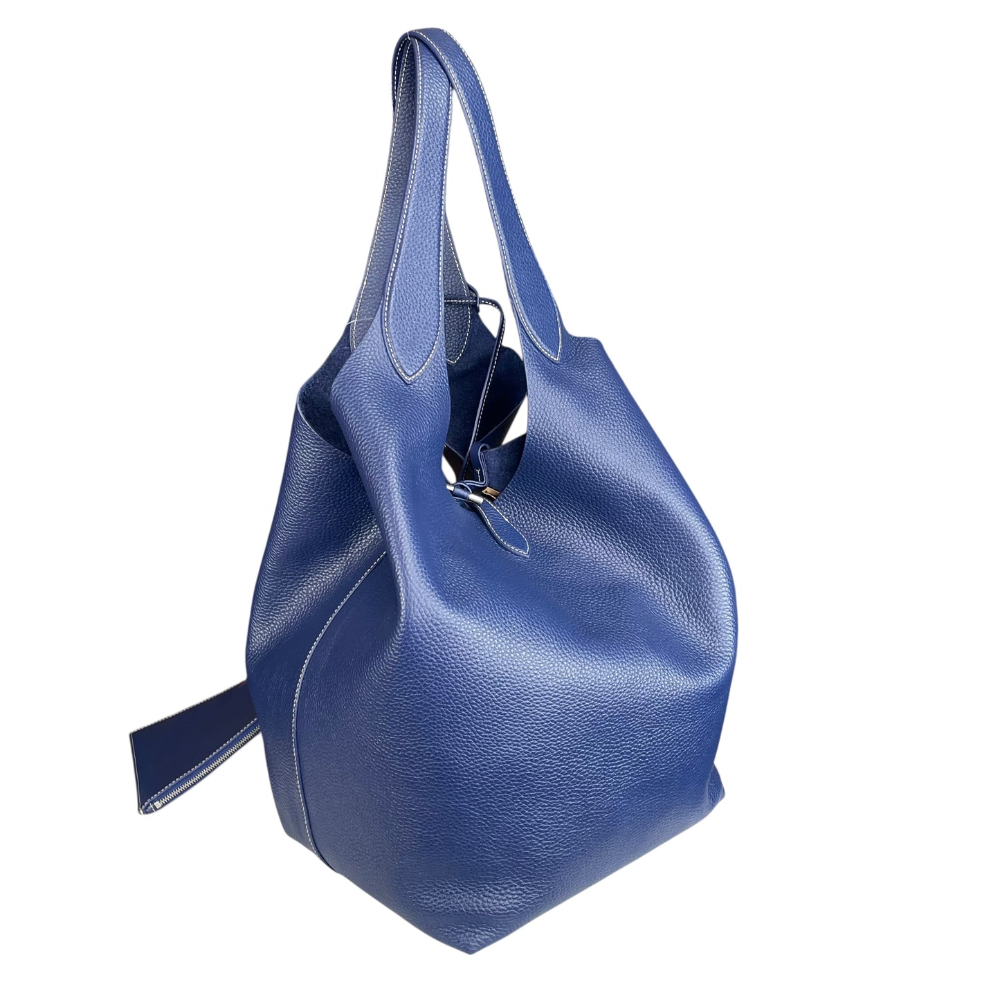 Ralph Lauren Polo Play Blue / Red Pebbled Leather Large Hobo Shopper Tote