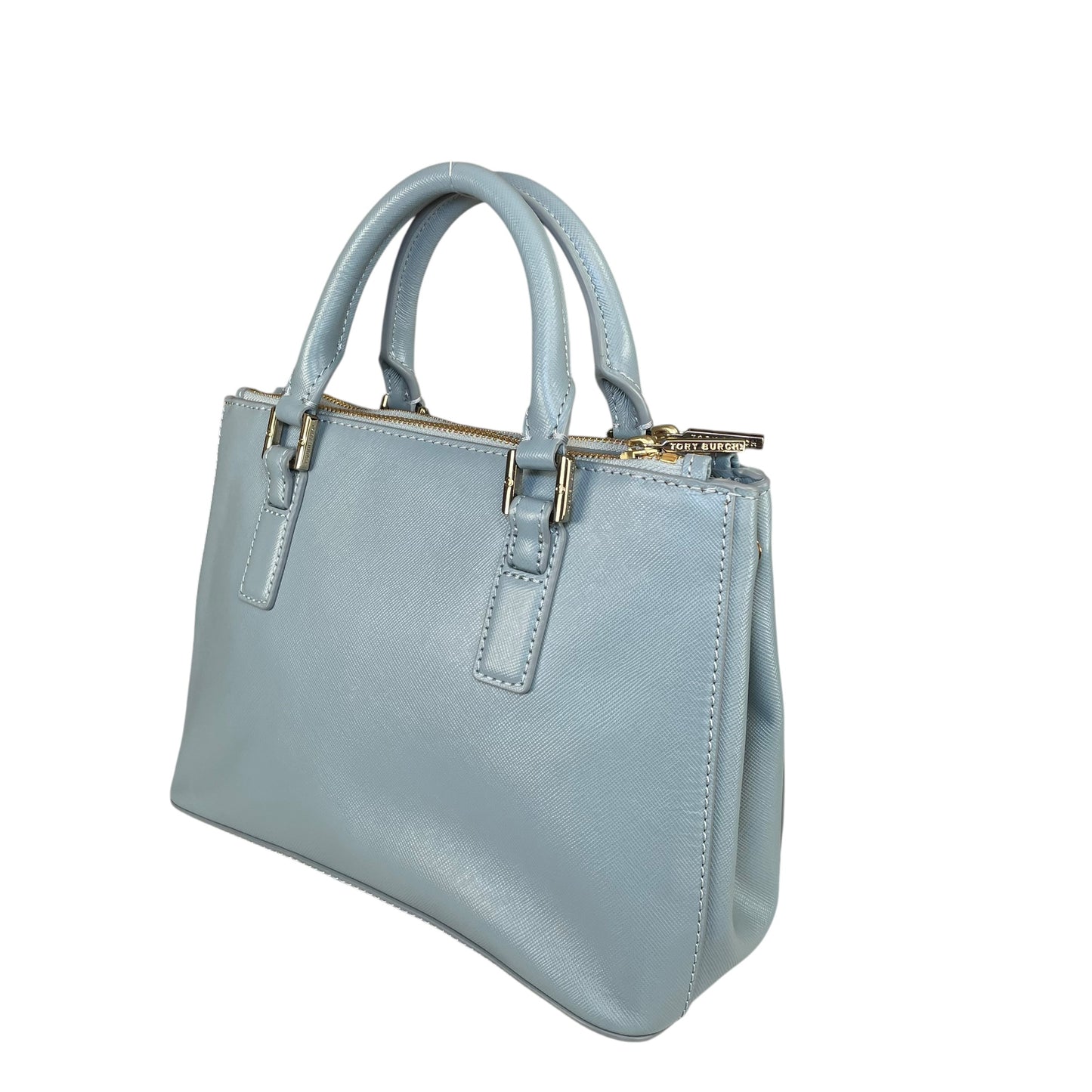 Tory Burch Robinson Oasis GHW Blue Saffiano Leather 2-Way Tote Purse