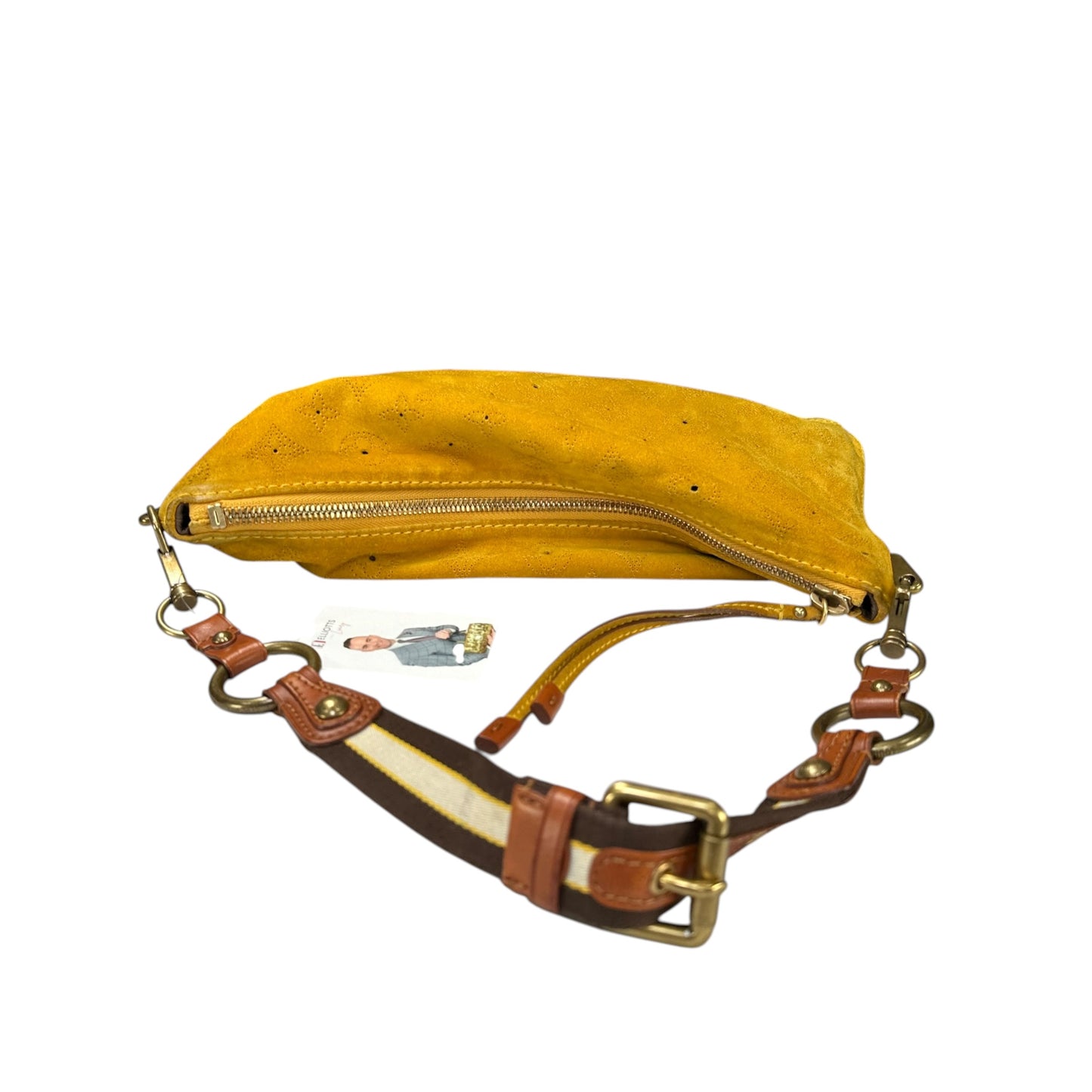 Louis Vuitton Limited Edition Suede Mahina Onatah PM Pouchette Yellow Mustard Shoulder Purse