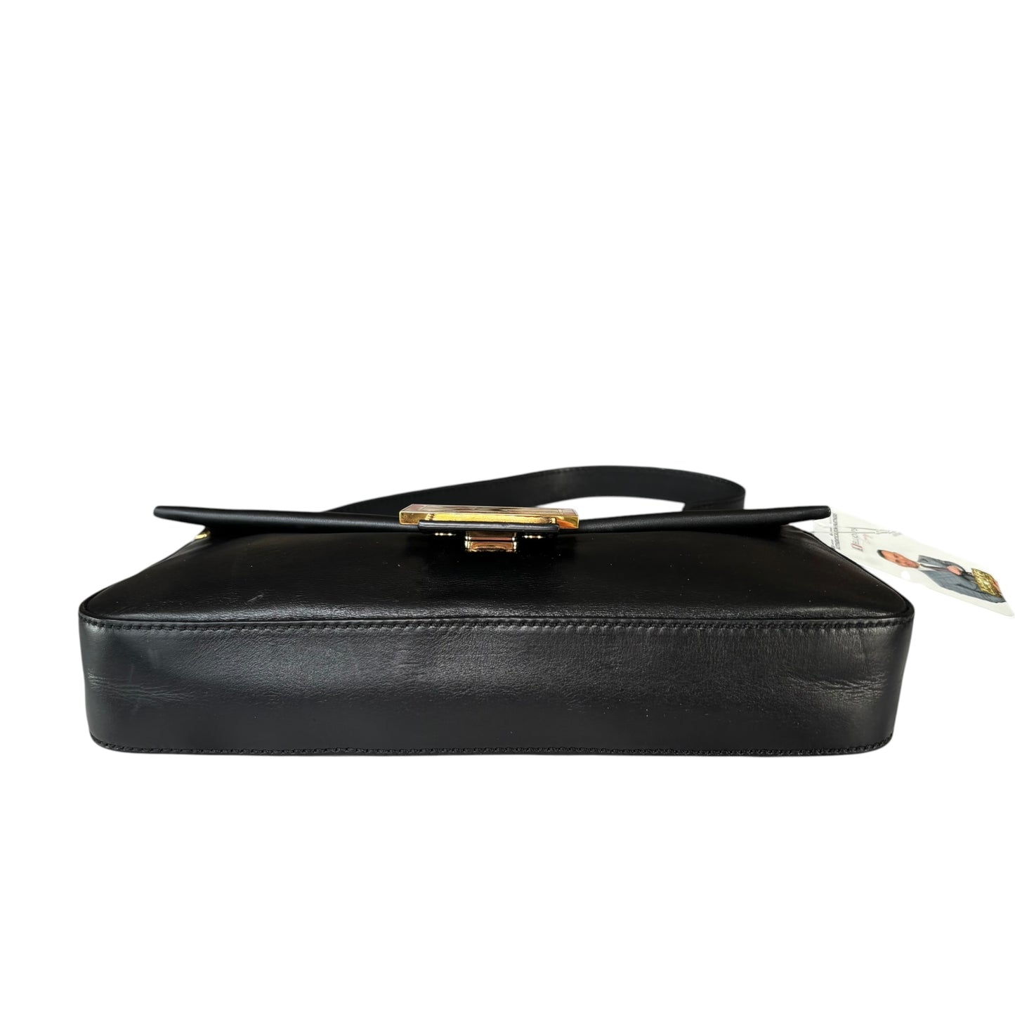 Fendi Baguette Re-Issue Black Leather GHW Red/ Tan Shoulder Purse