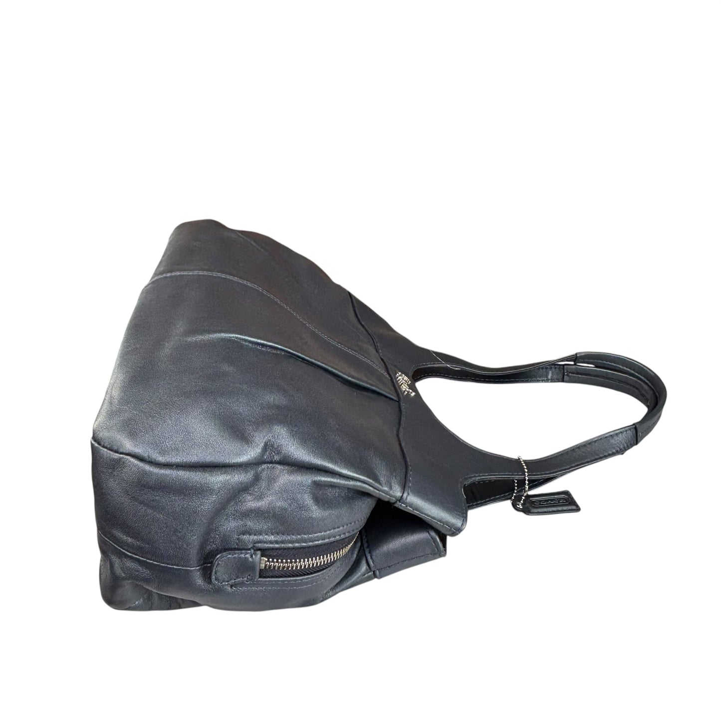 Coach Lexi SHW Metallic Grey Leather Large Shoulder Hobo Pursw