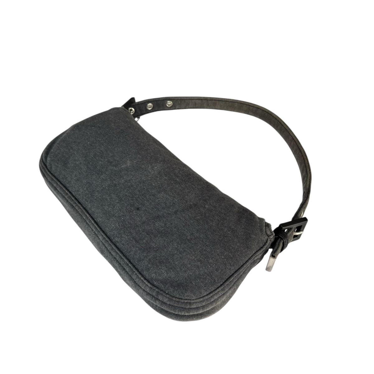 Fendi Y2K Classic Baguette Cotton Grey & Black Shoulder Purse