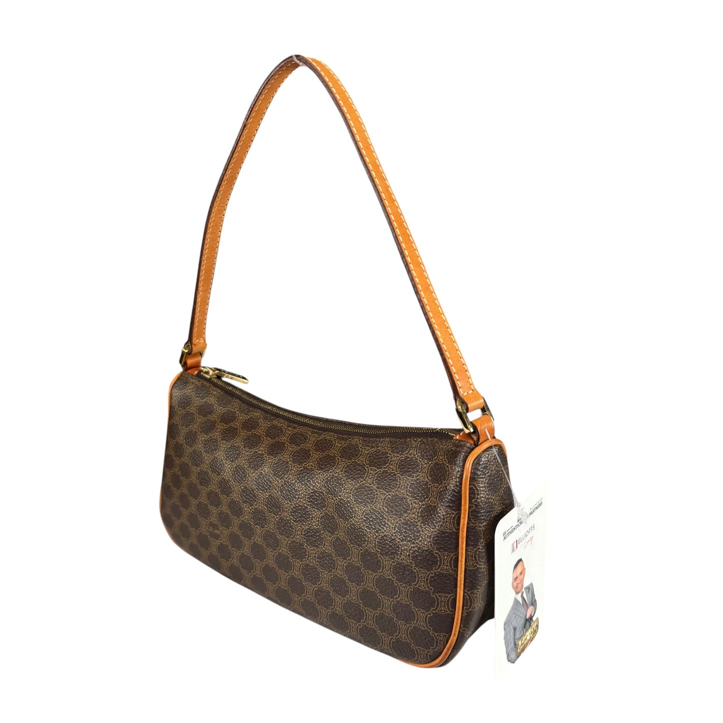 Celine Macadam Mono Baguette Canvas Leather Shoulder Purse