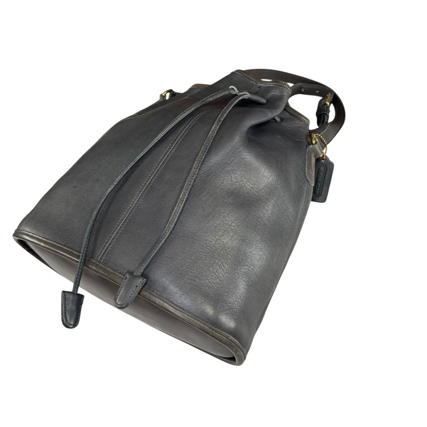 Coach Nicholas Grey Leather Bucket Drawstring Crossbody Bag