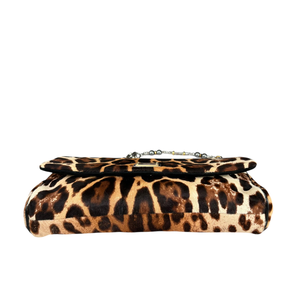 Dolce Gabbana Leopard Hair Calf Flap Chain Shoulder Purse